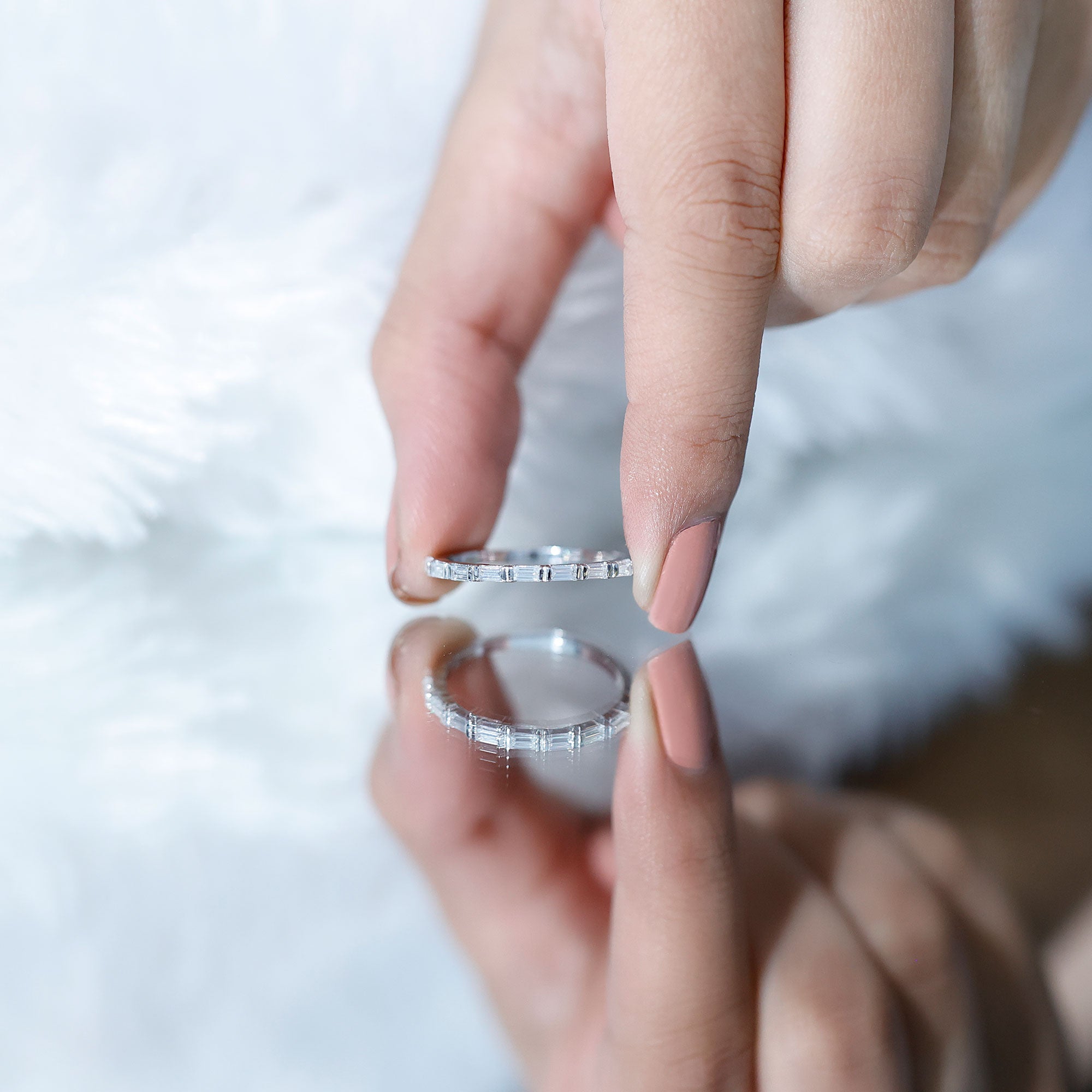 Bar Set Moissanite Eternity East West Ring D-VS1 - Rosec Jewels