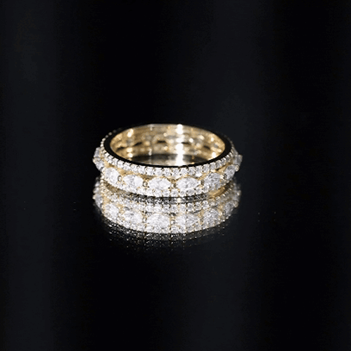 Marquise and Round Shape Moissanite Designer Wedding Band Ring D-VS1 - Rosec Jewels