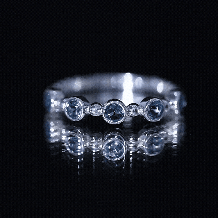 Bezel Set London Blue Topaz Semi Eternity Band AAA - Rosec Jewels