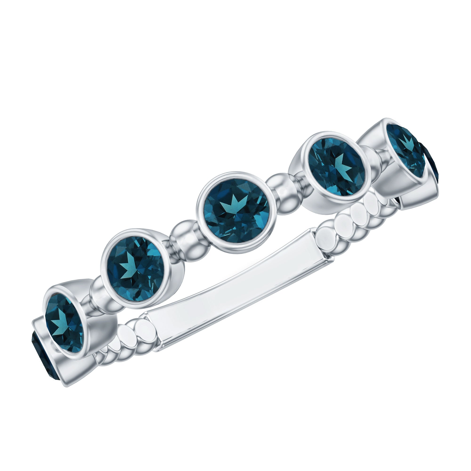 Bezel Set London Blue Topaz Semi Eternity Band
