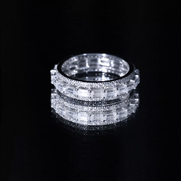 Certified Baguette Moissanite Eternity Wedding Band for Women D-VS1 - Rosec Jewels