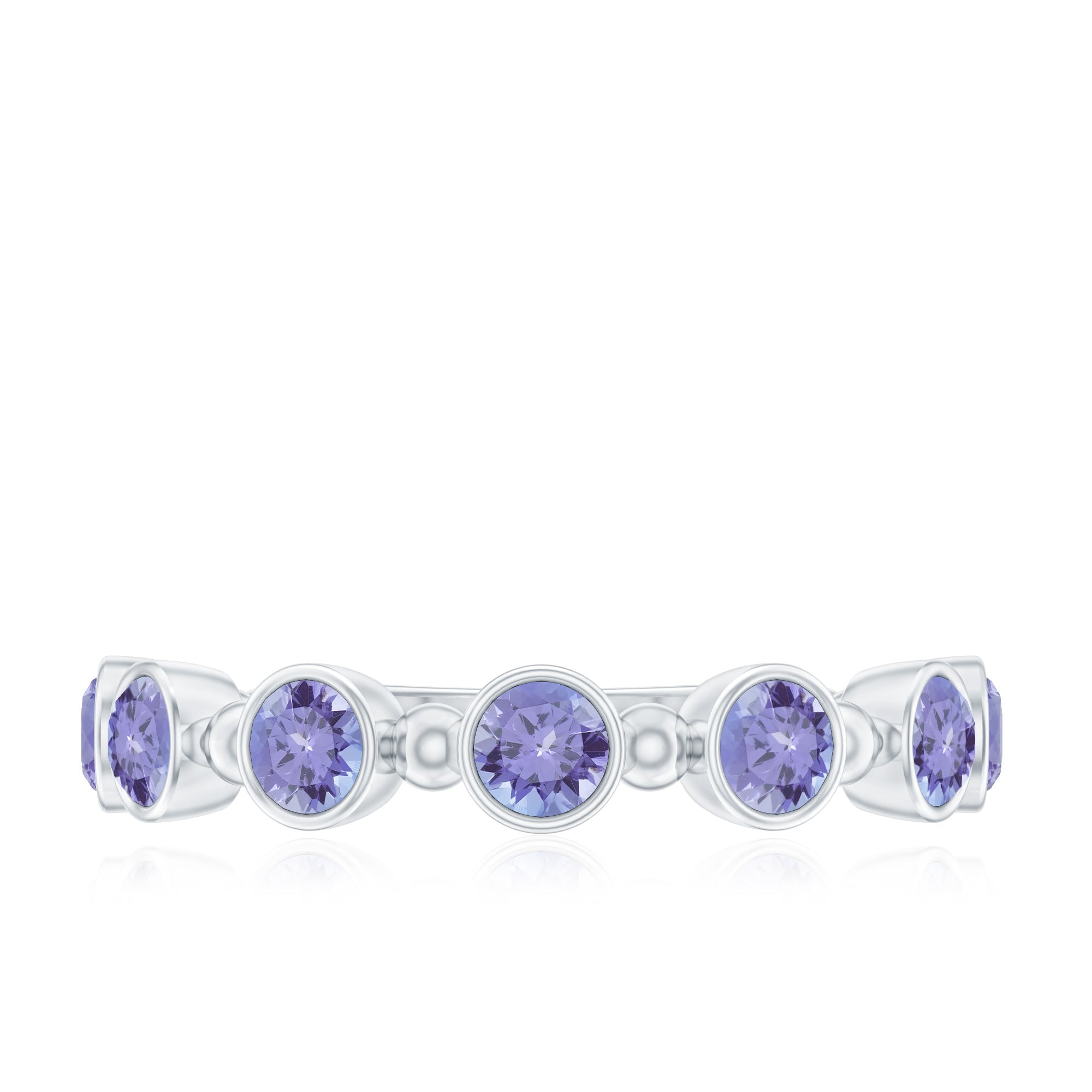 Natural Tanzanite Half Eternity Ring in Bezel Setting AAA - Rosec Jewels