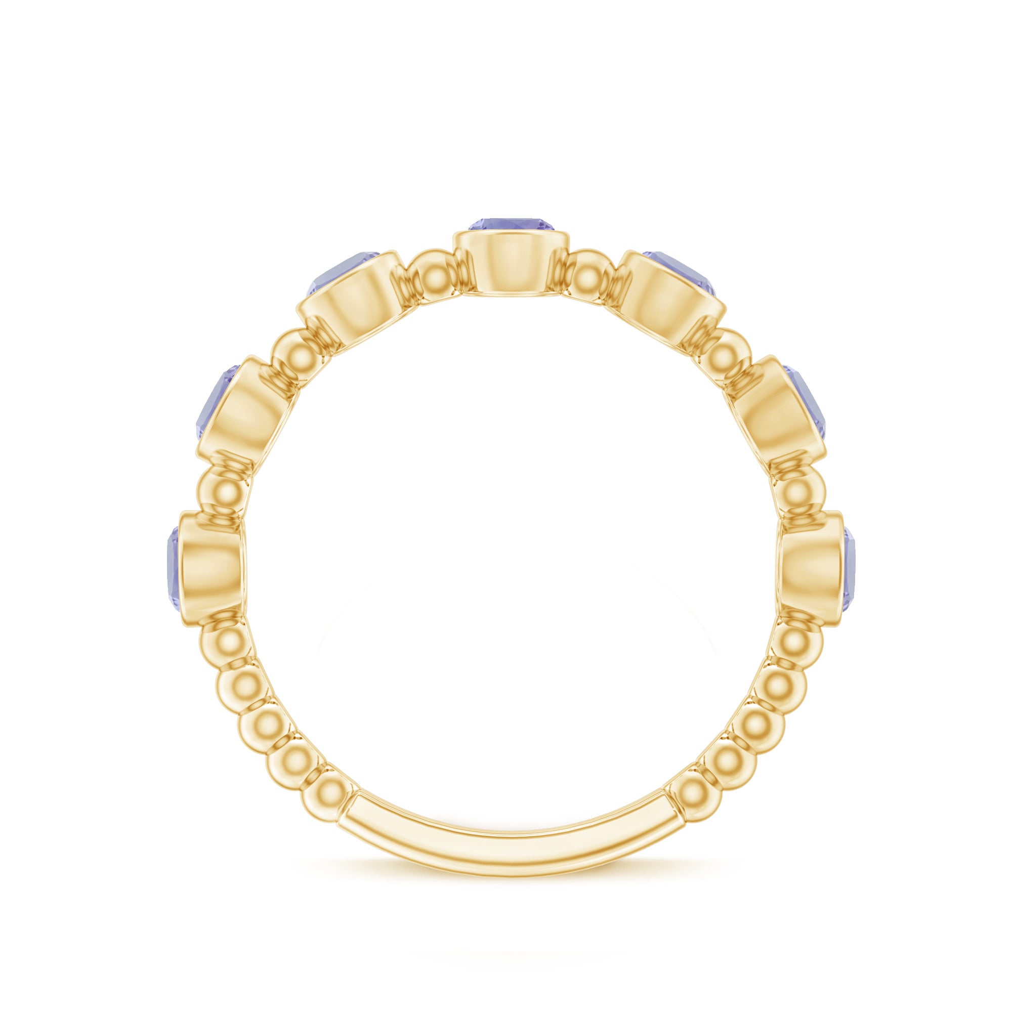 Natural Tanzanite Half Eternity Ring in Bezel Setting AAA - Rosec Jewels