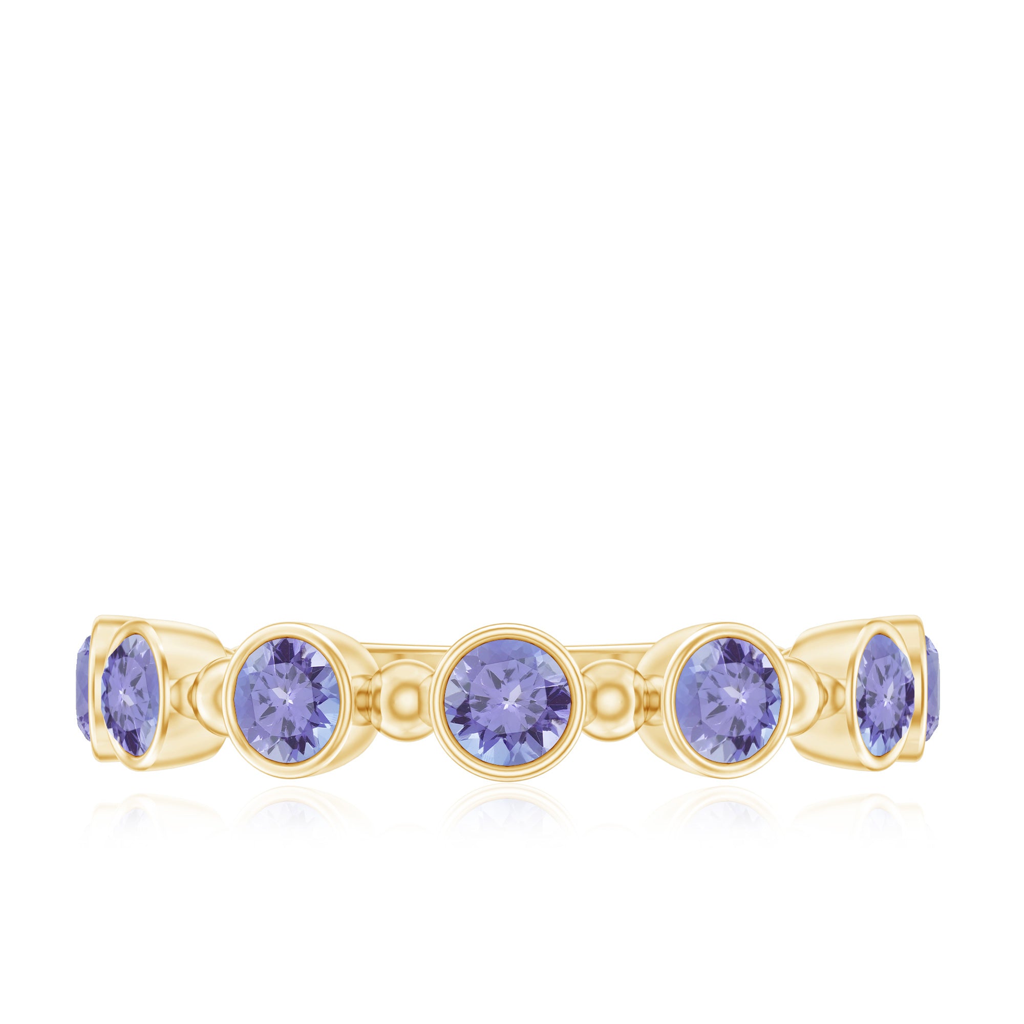 Natural Tanzanite Half Eternity Ring in Bezel Setting AAA - Rosec Jewels