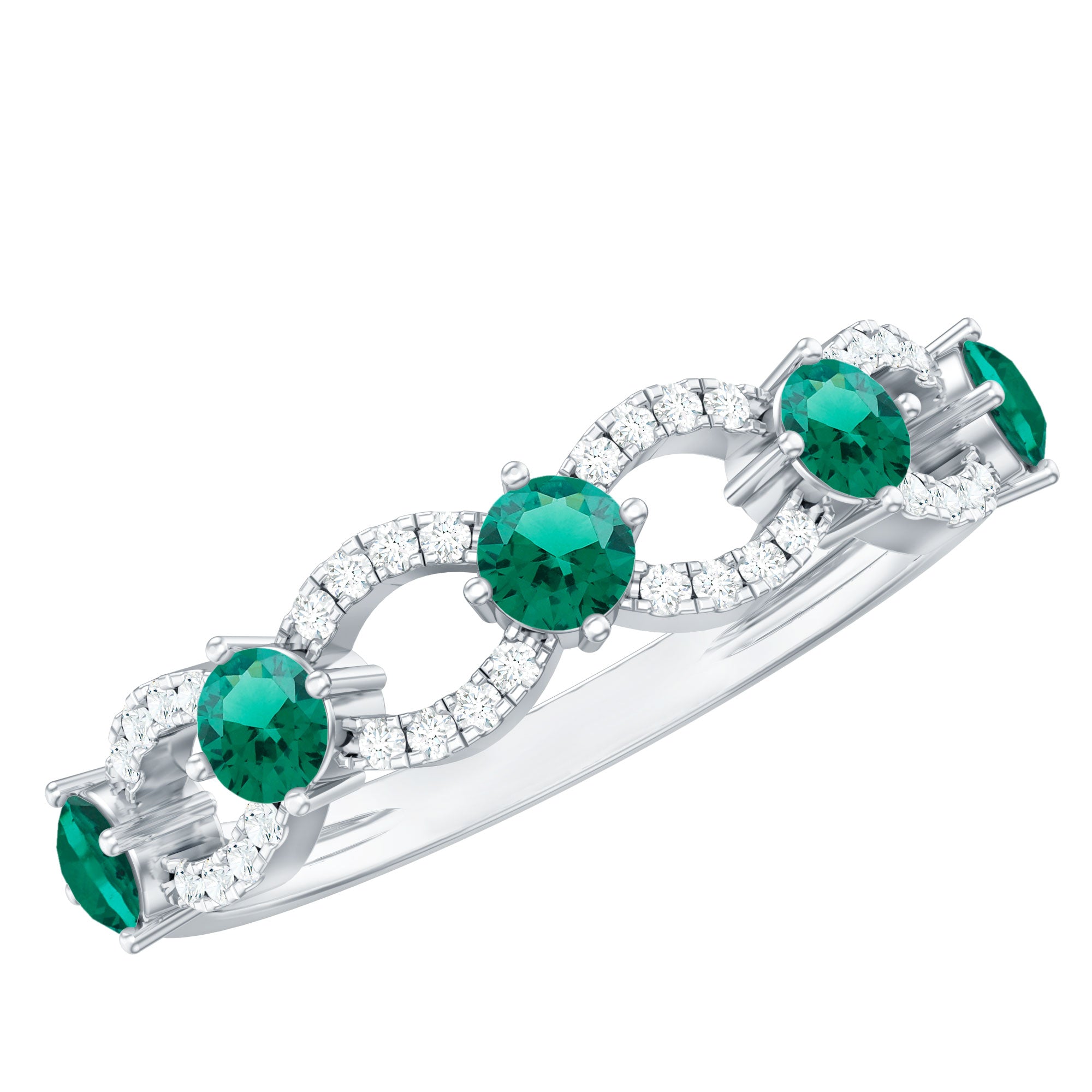 Designer Lab Grown Emerald Diamond Eternity Wedding Band