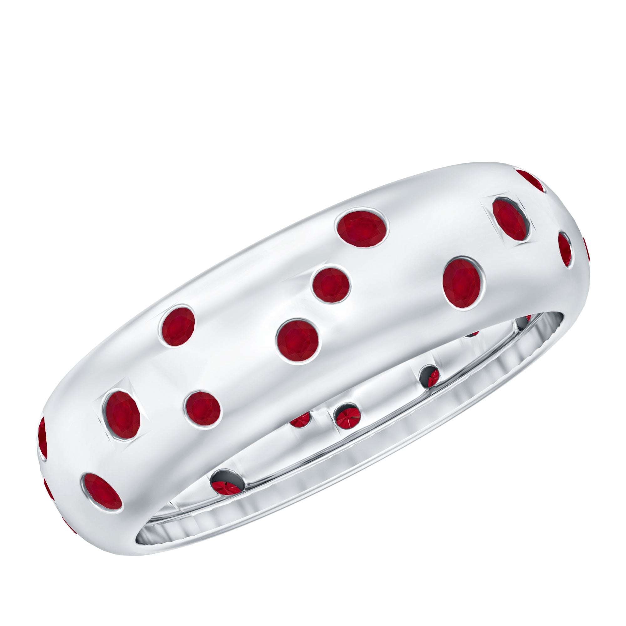 1 CT Scattered Ruby Wedding Band Ring