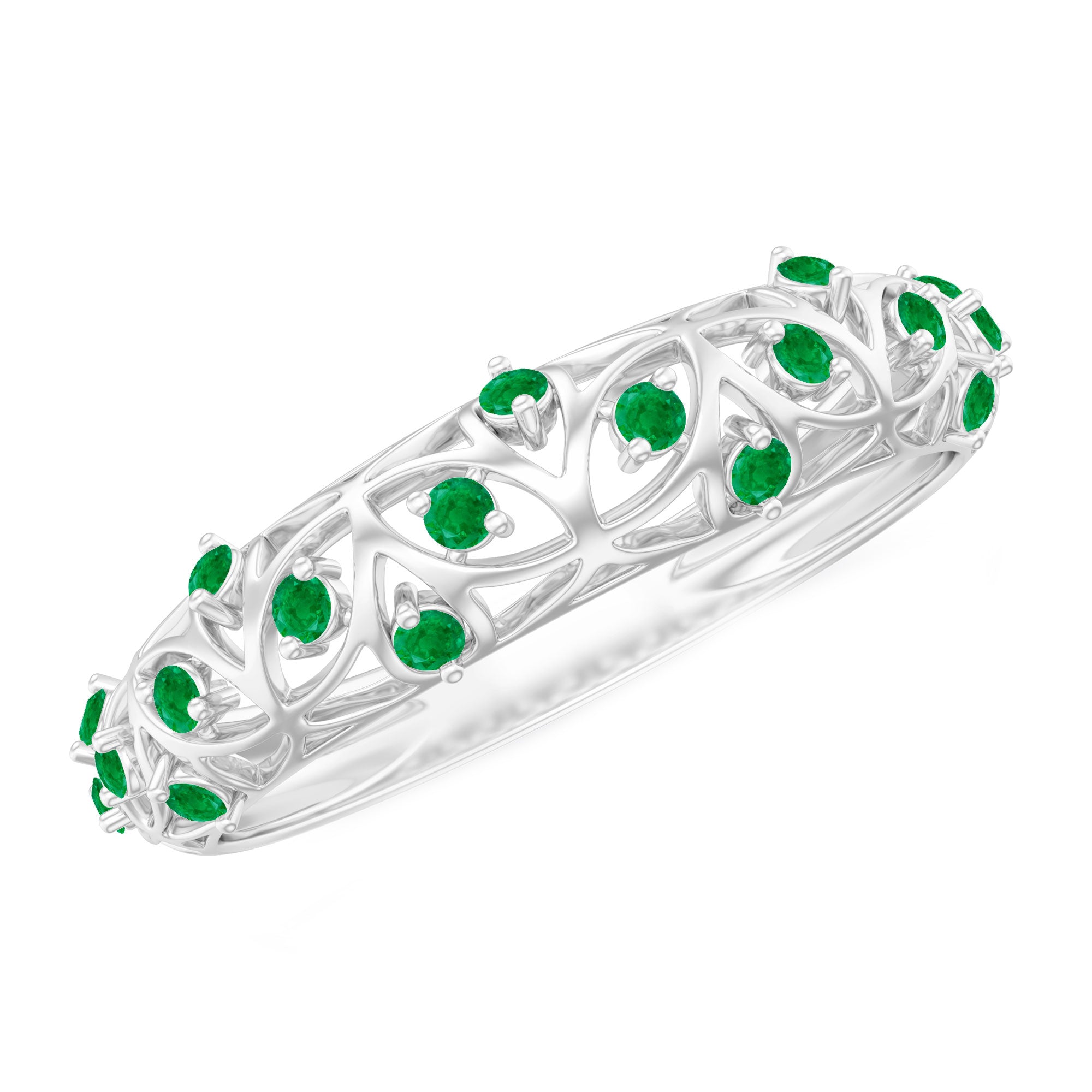 Rosec Jewels-Natural Emerald Filigree Wedding Band for Women
