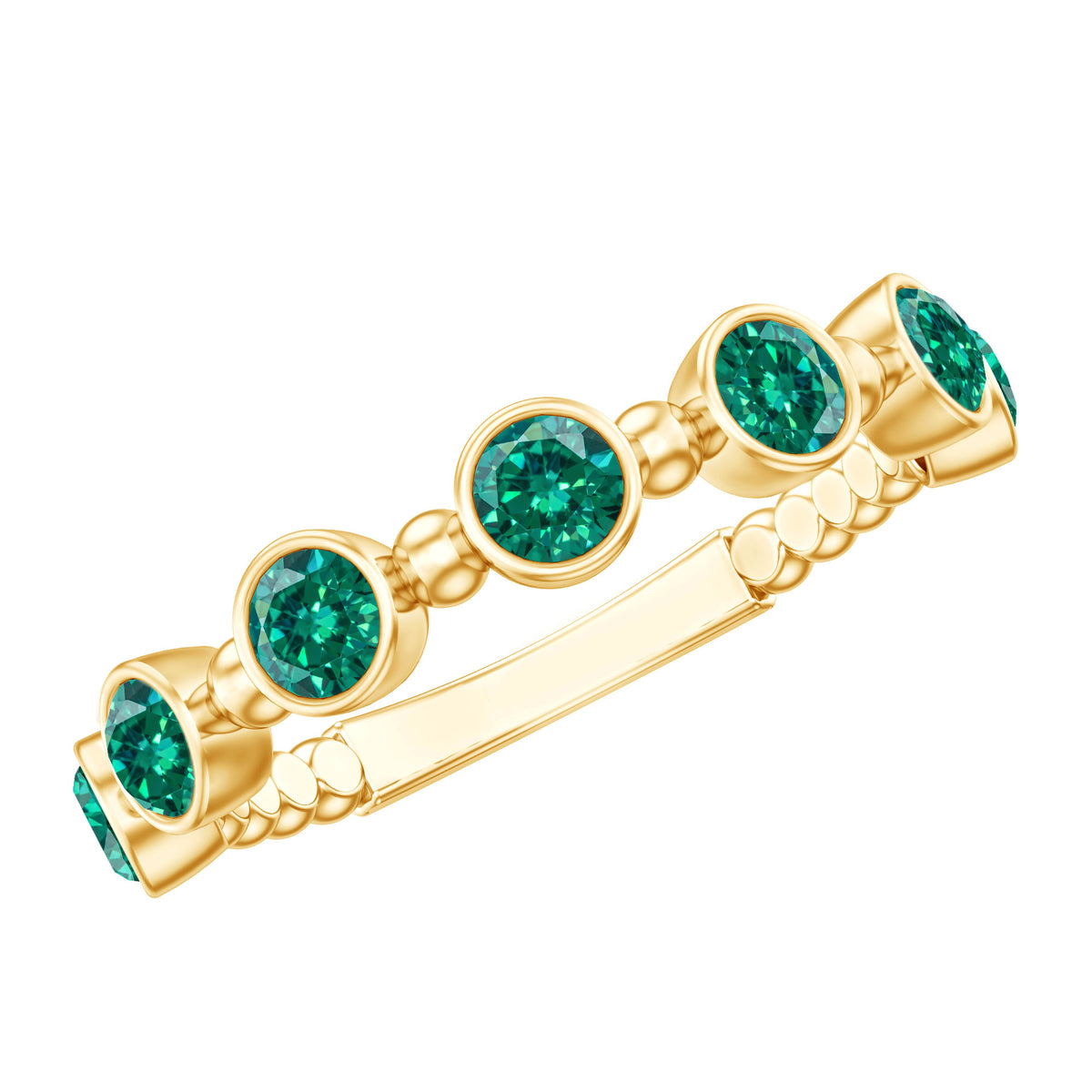 Bezel Set Lab Grown Emerald 7 Stone Half Eternity Ring with Certificate AAAA - Rosec Jewels