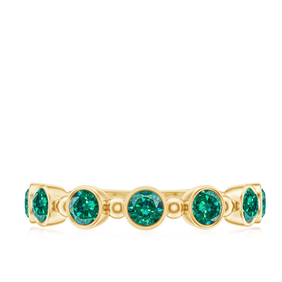 Bezel Set Lab Grown Emerald 7 Stone Half Eternity Ring with Certificate AAAA - Rosec Jewels