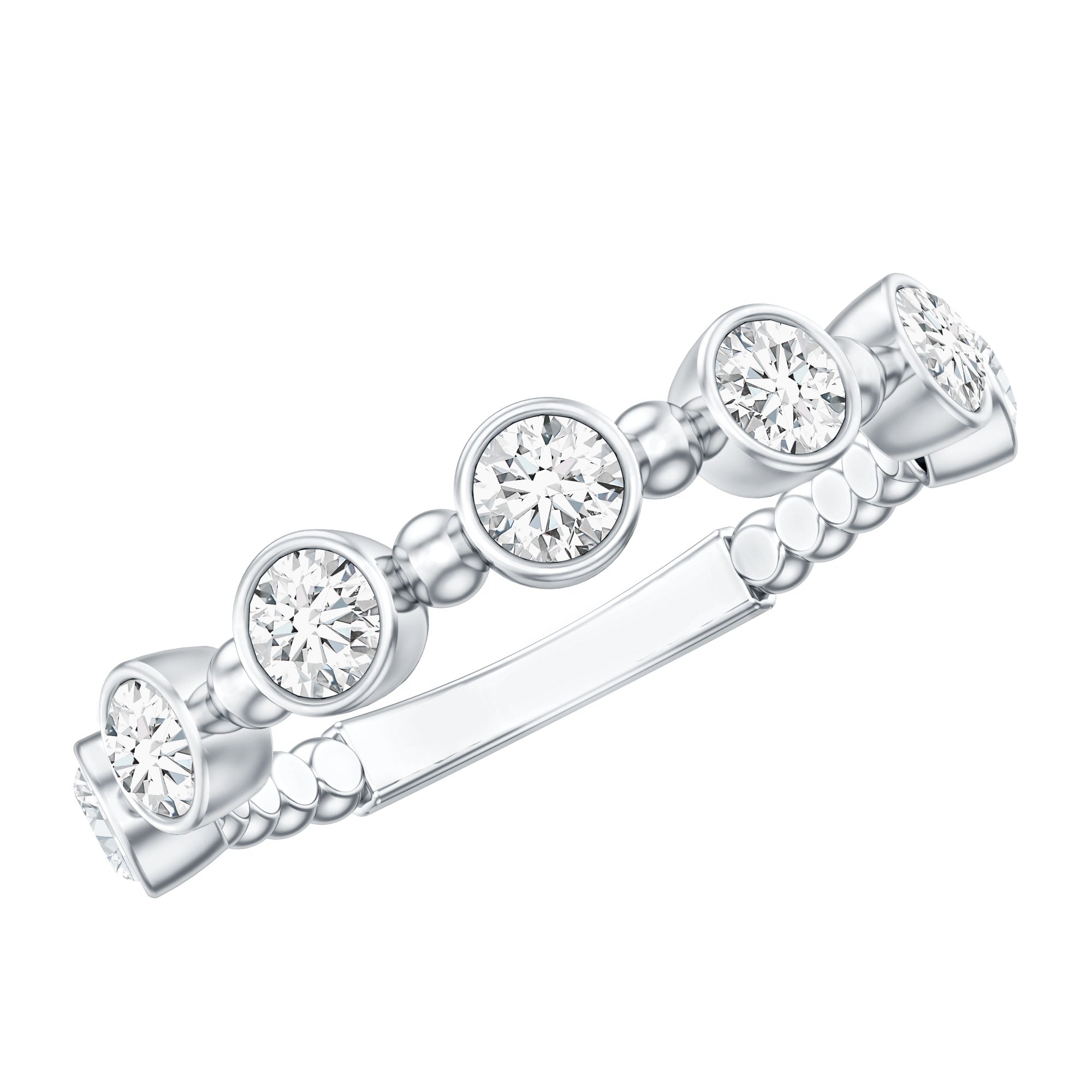 Bezel Set Moissanite Stackable Anniversary Band Ring D-VS1 - Rosec Jewels