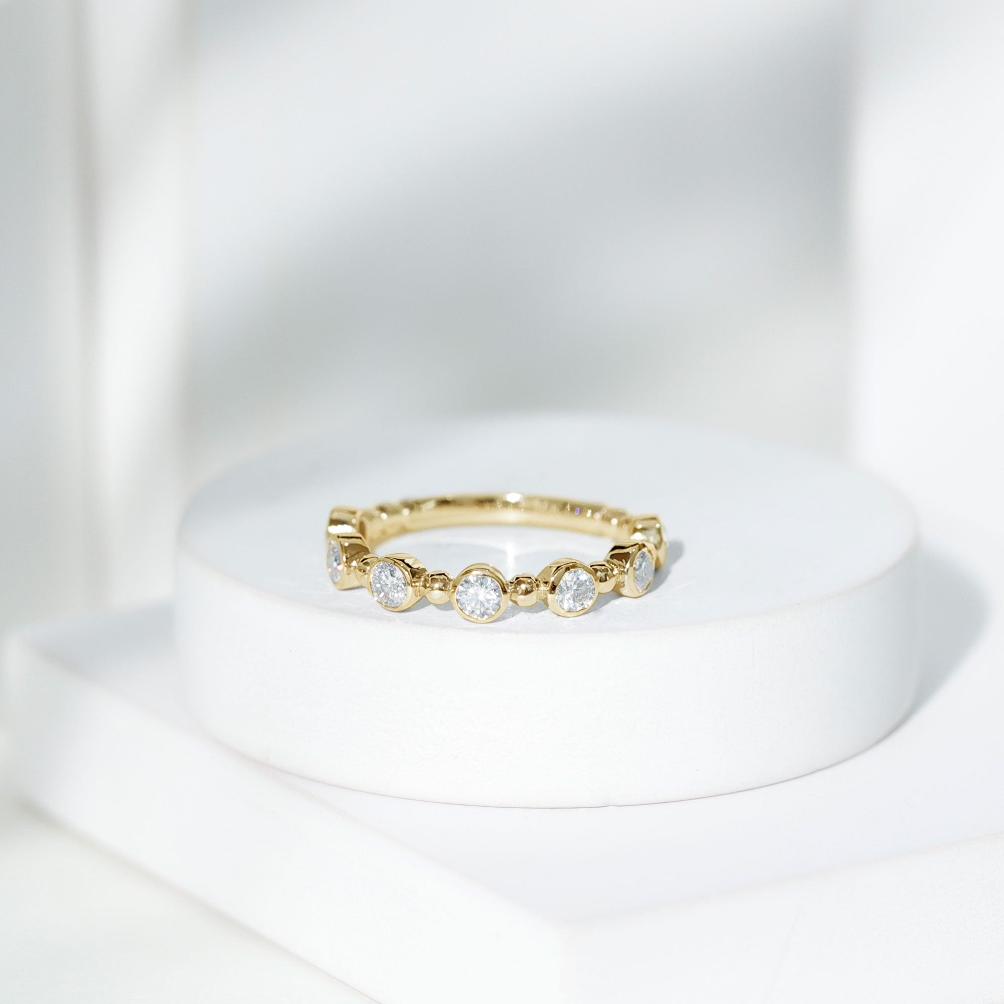 Bezel Set Moissanite Stackable Anniversary Band Ring D-VS1 - Rosec Jewels