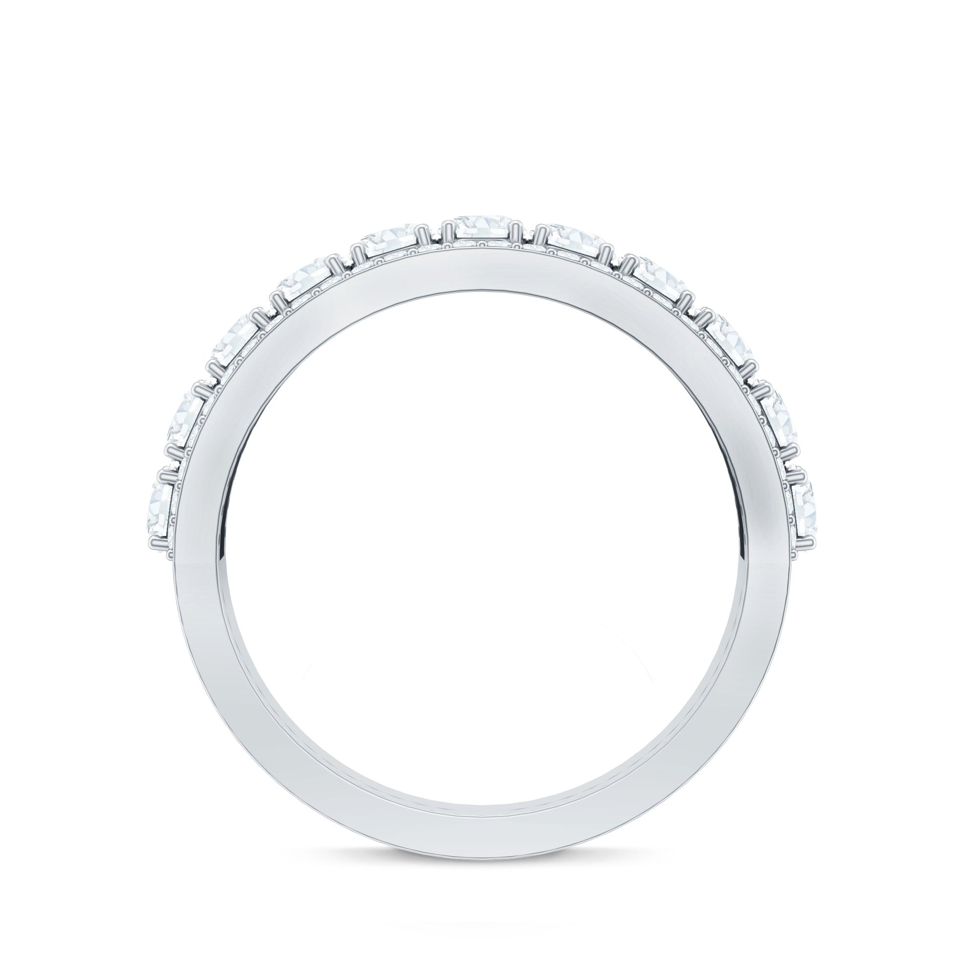 Certified Moissanite Wedding Anniversary Band Ring for Women D-VS1 - Rosec Jewels