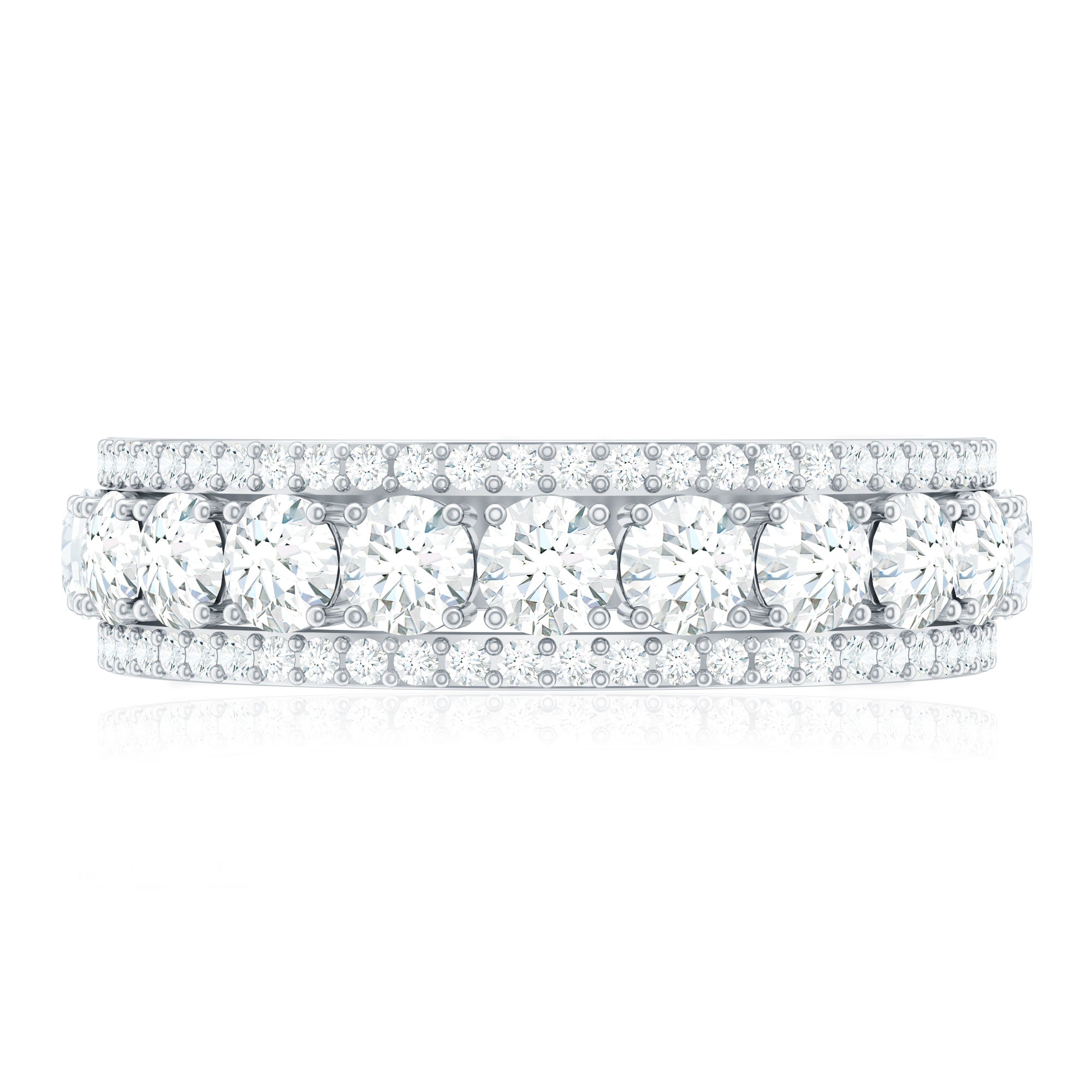 Certified Moissanite Wedding Anniversary Band Ring for Women D-VS1 - Rosec Jewels