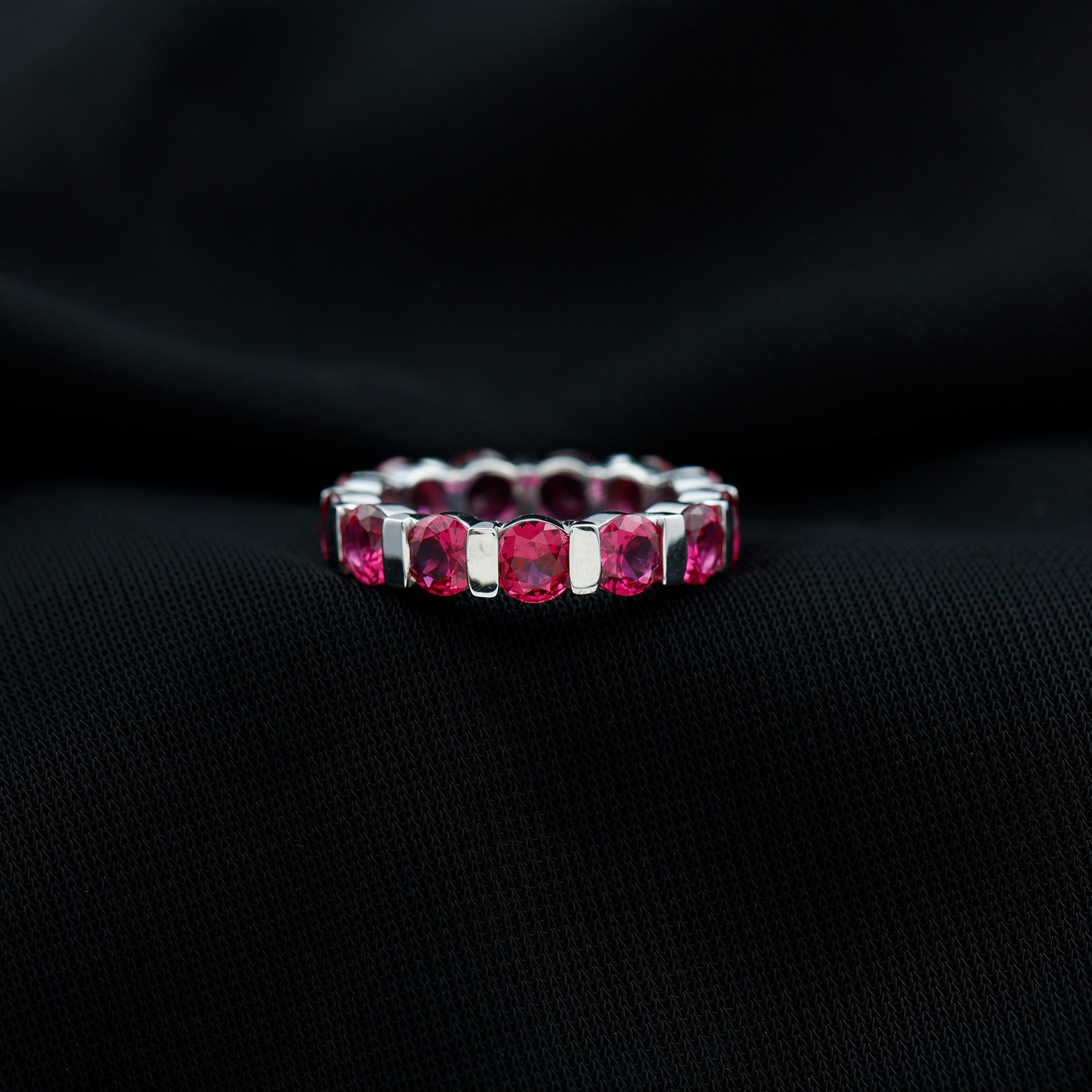 Bar Set Lab Created Ruby Full Eternity Ring AAAA - Rosec Jewels