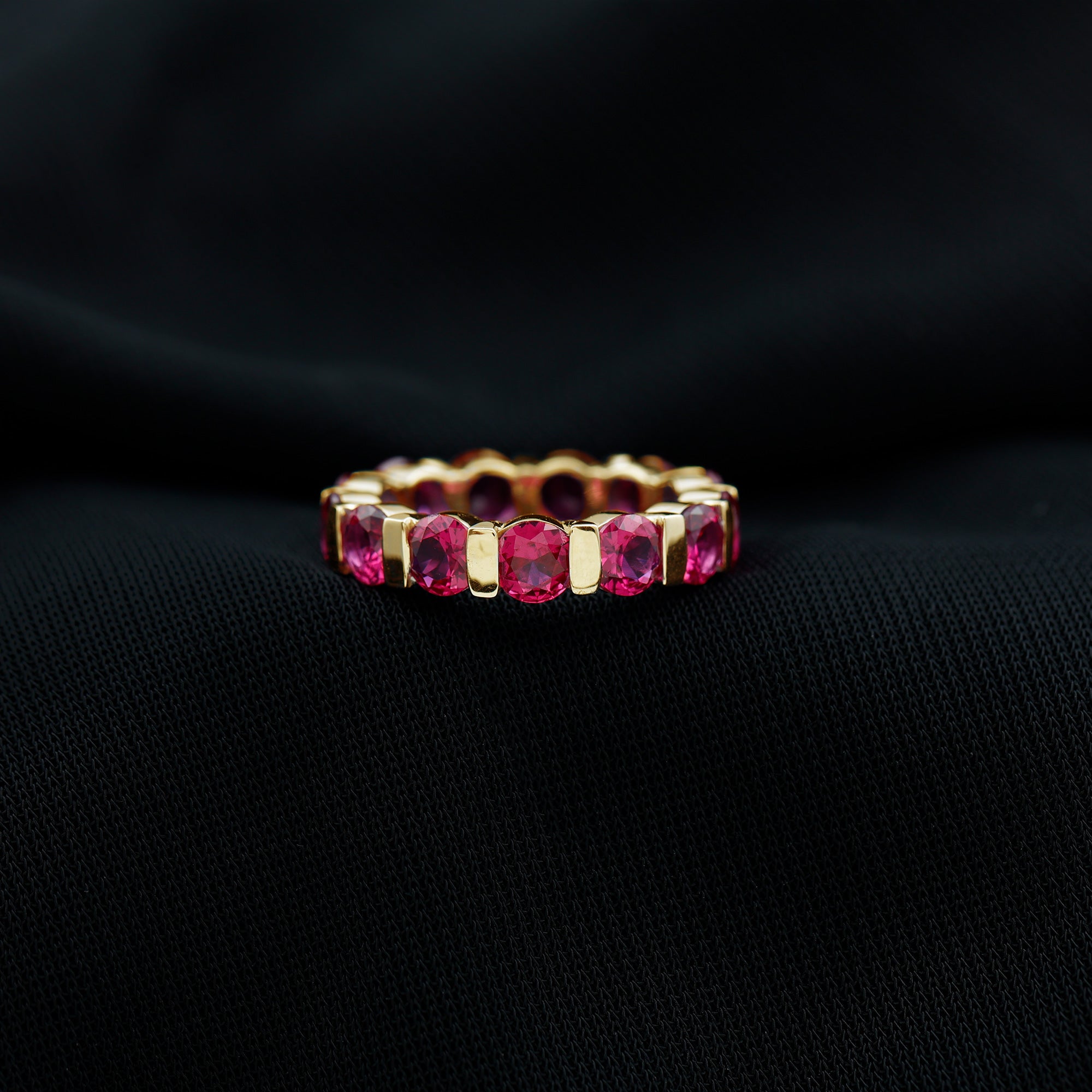 Bar Set Lab Created Ruby Full Eternity Ring AAAA - Rosec Jewels