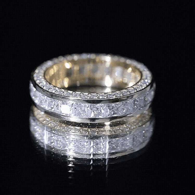Channel Set Moissanite Princess Cut Wedding Band D-VS1 - Rosec Jewels