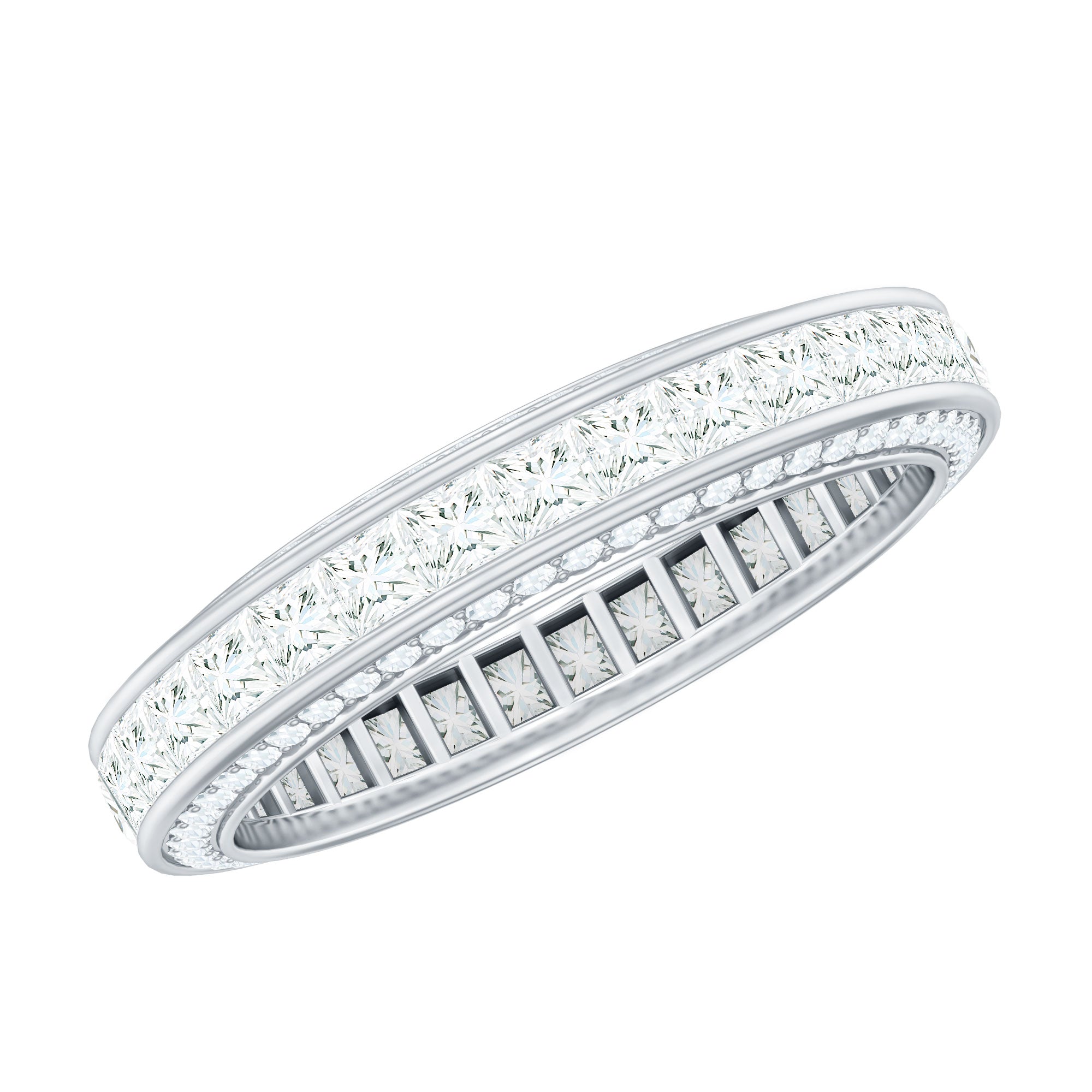 Channel Set Moissanite Princess Cut Wedding Band