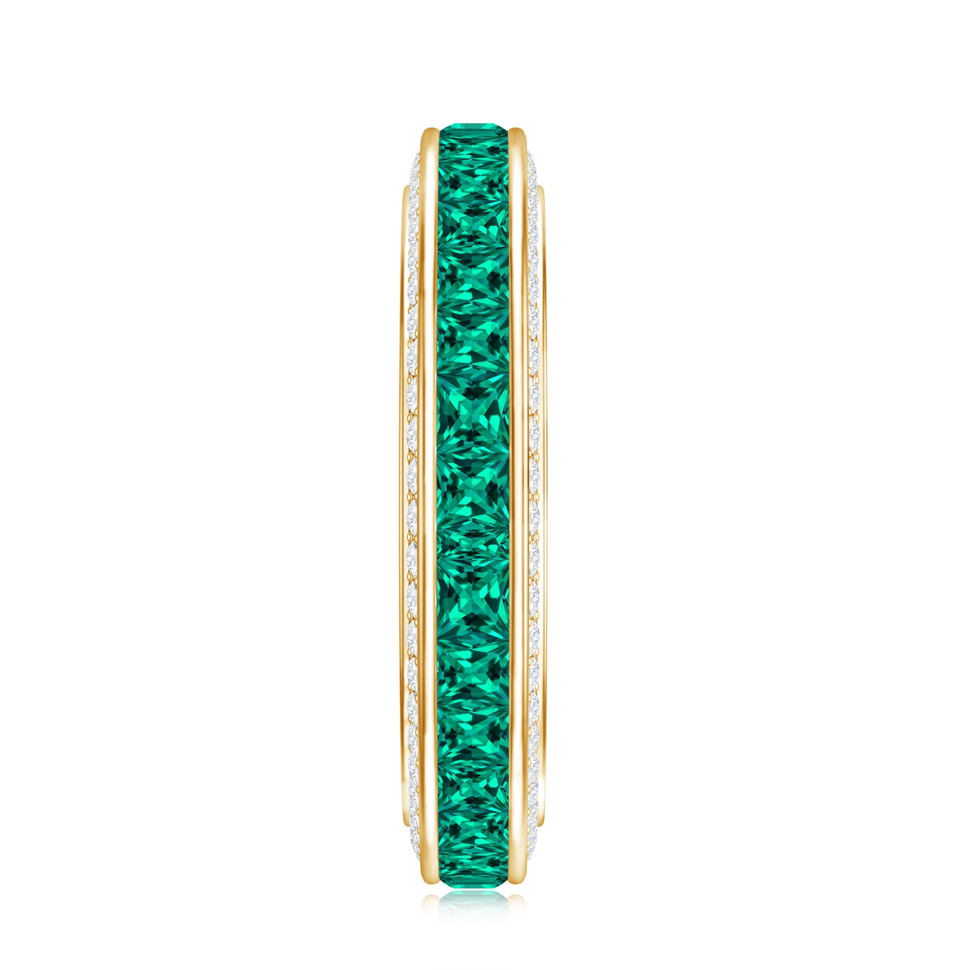 Certified Princess Cut Lab Grown Emerald Eternity Wedding Band in Channel Setting AAAA - Rosec Jewels