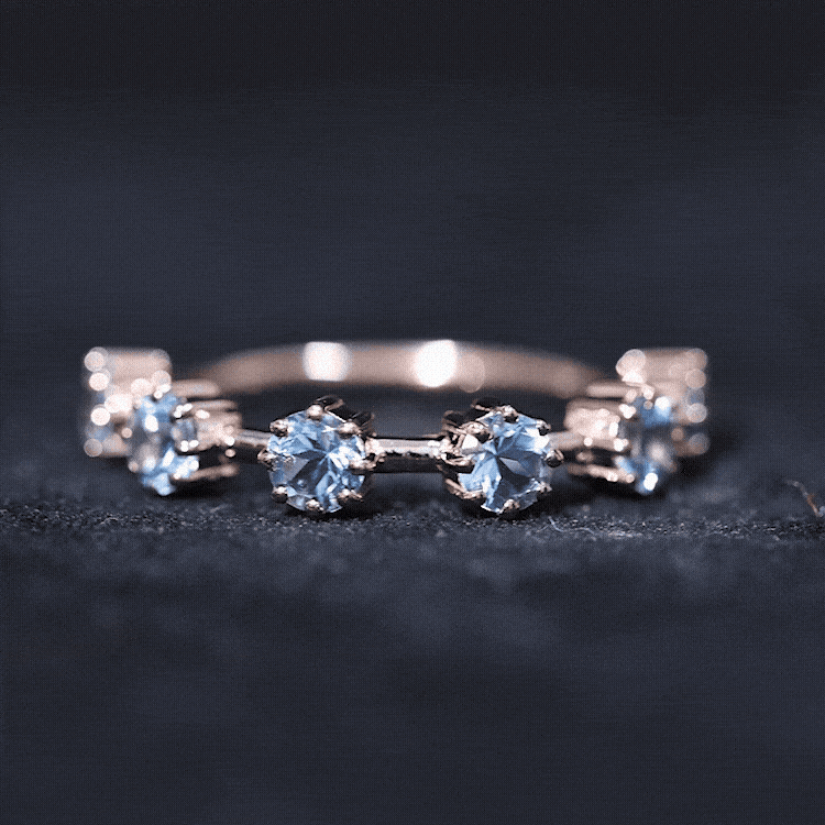 Natural Certified Aquamarine Promise Ring For Her AAA - Rosec Jewels