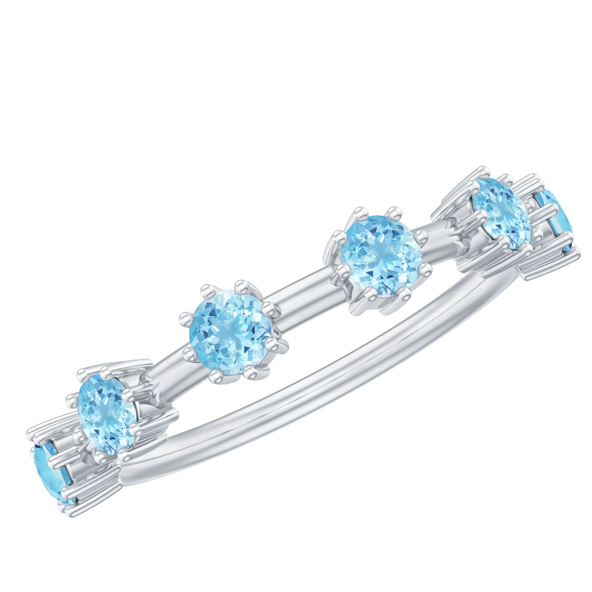 Natural Certified Aquamarine Promise Ring For Her AAA - Rosec Jewels