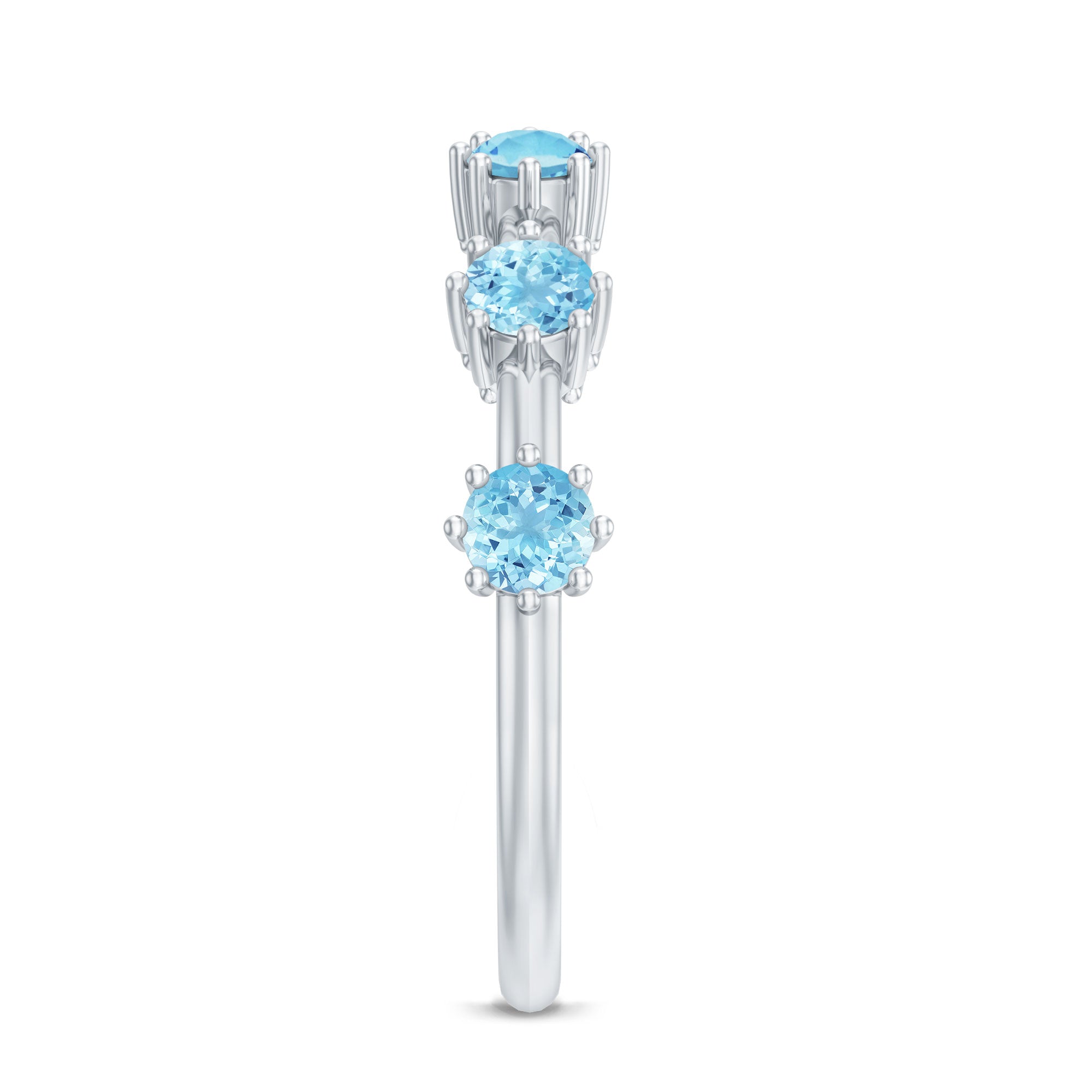 Natural Certified Aquamarine Promise Ring For Her AAA - Rosec Jewels