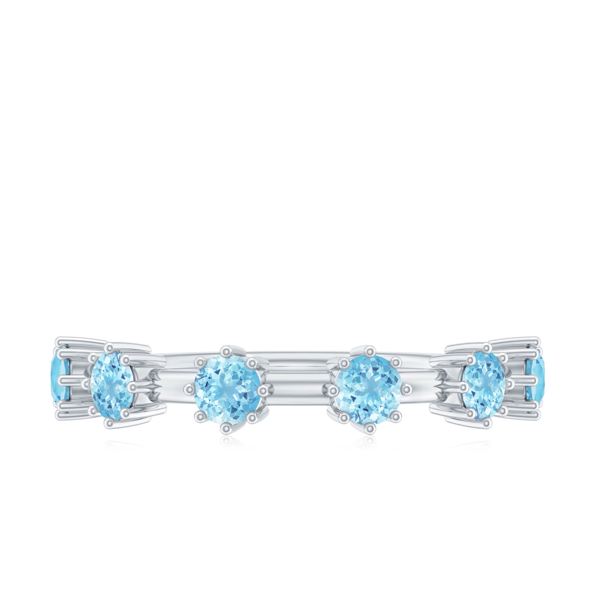 Natural Certified Aquamarine Promise Ring For Her AAA - Rosec Jewels