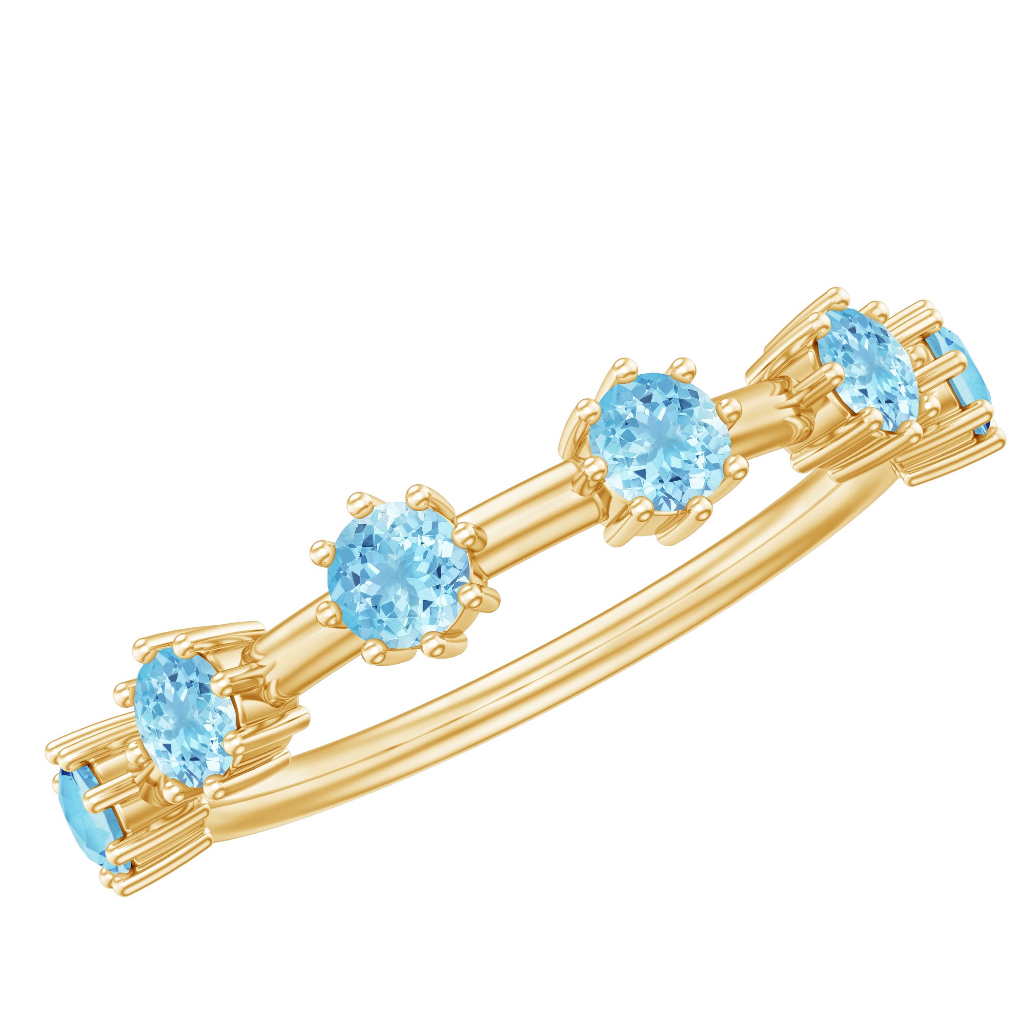 Natural Certified Aquamarine Promise Ring For Her AAA - Rosec Jewels