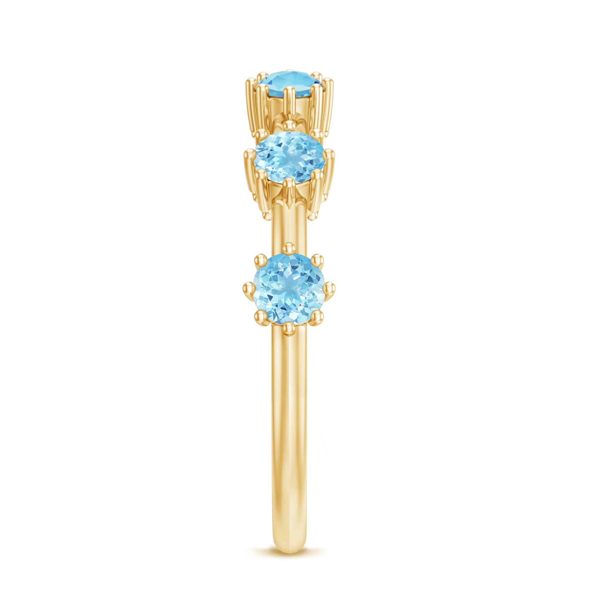 Natural Certified Aquamarine Promise Ring For Her AAA - Rosec Jewels