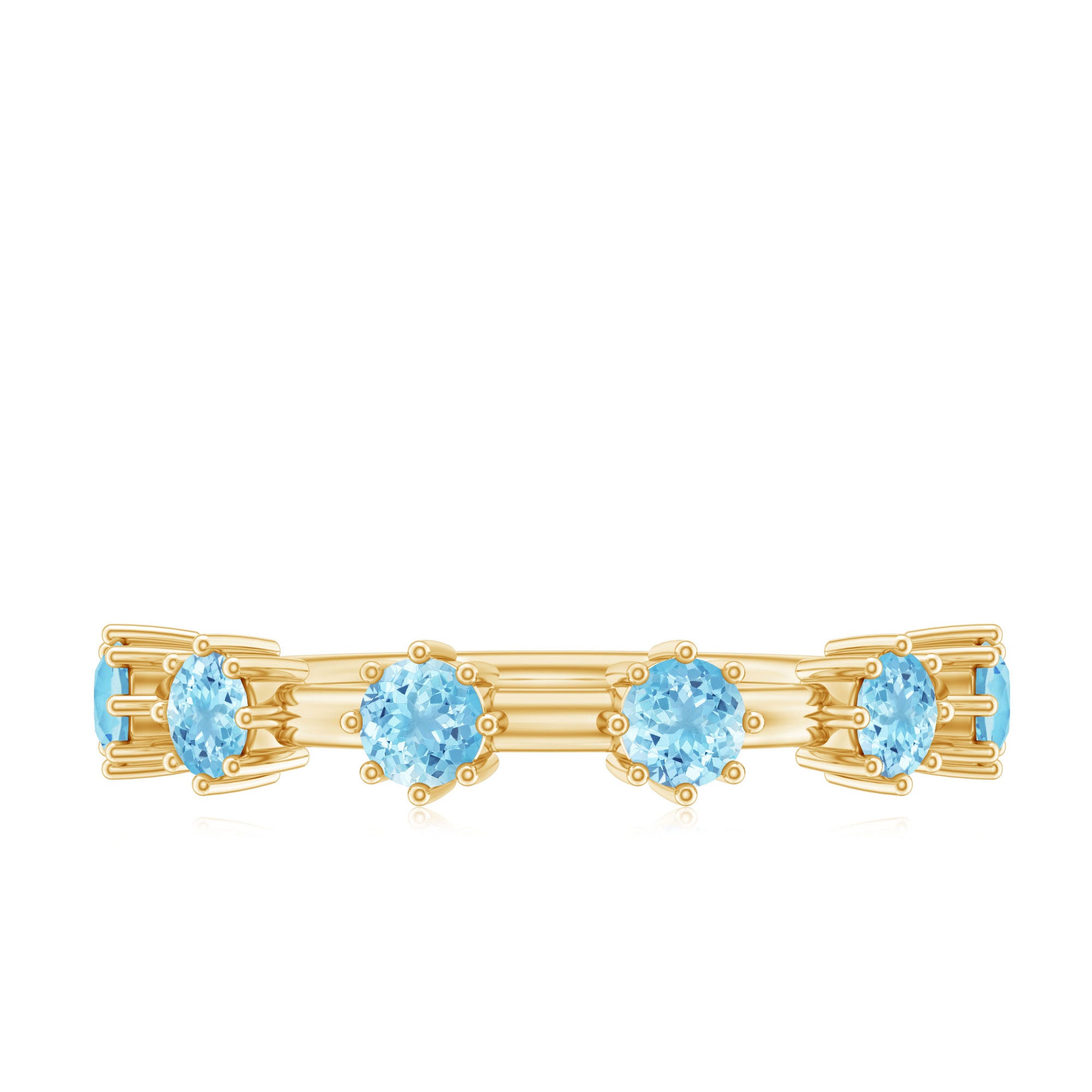 Natural Certified Aquamarine Promise Ring For Her AAA - Rosec Jewels