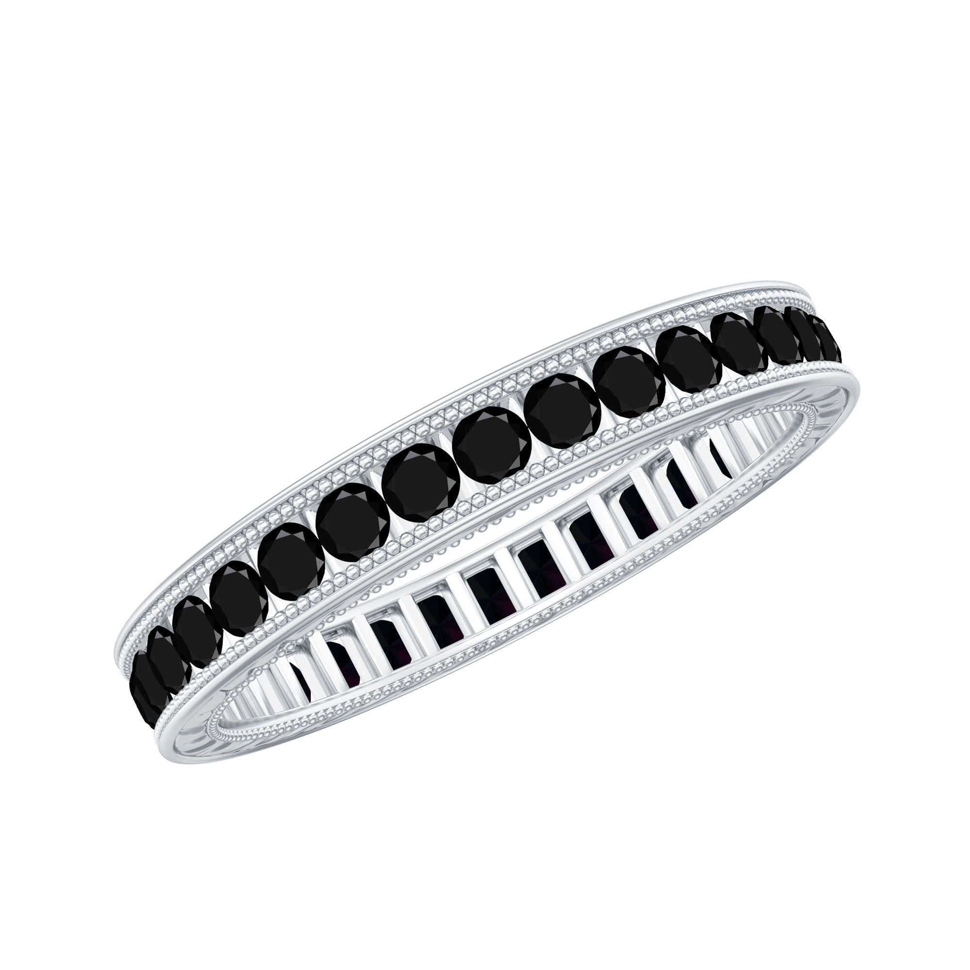 Black Onyx Wedding Band with Milgrain Detailing