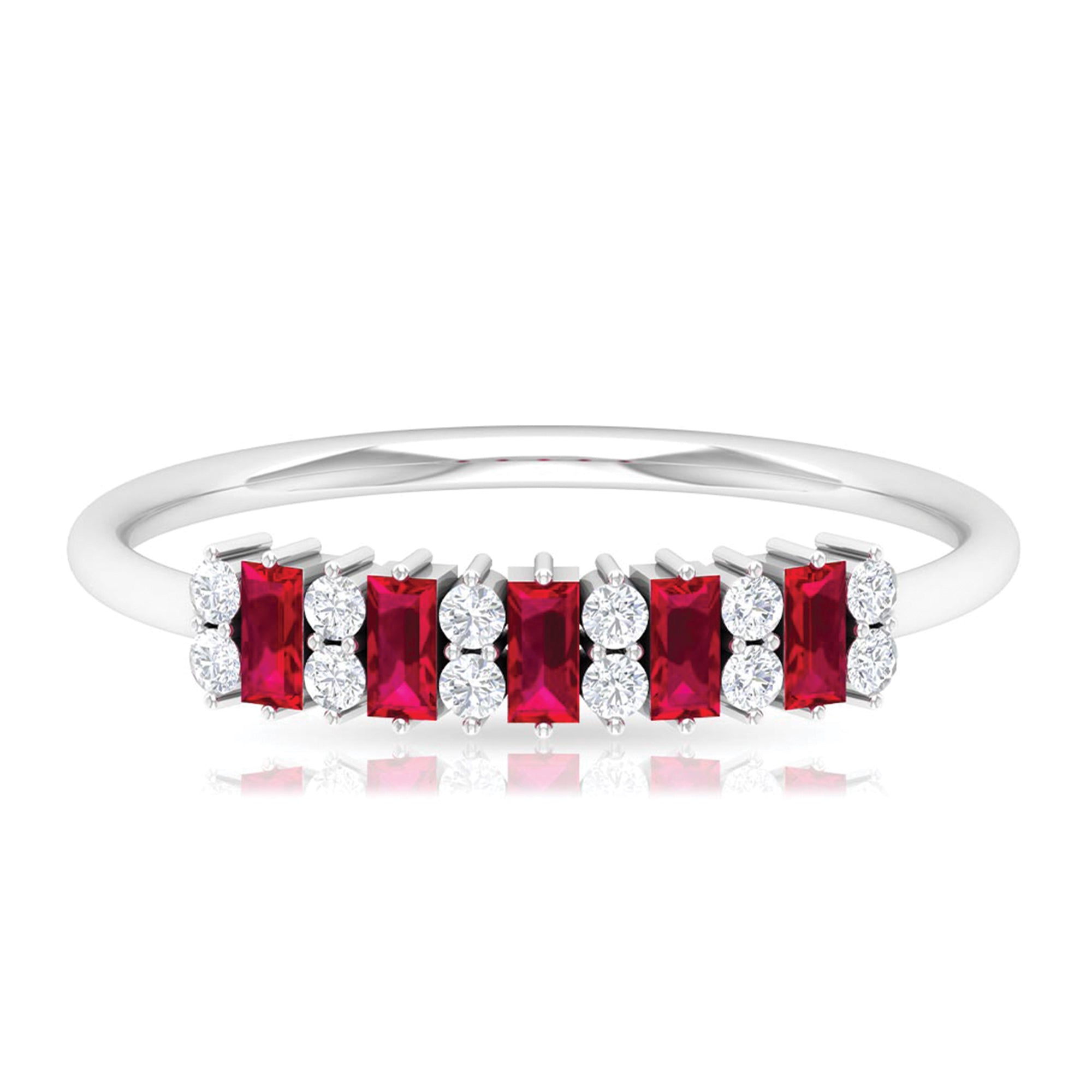 Rosec Jewels-1.75 CT Created Ruby and Diamond Minimal Cluster Ring