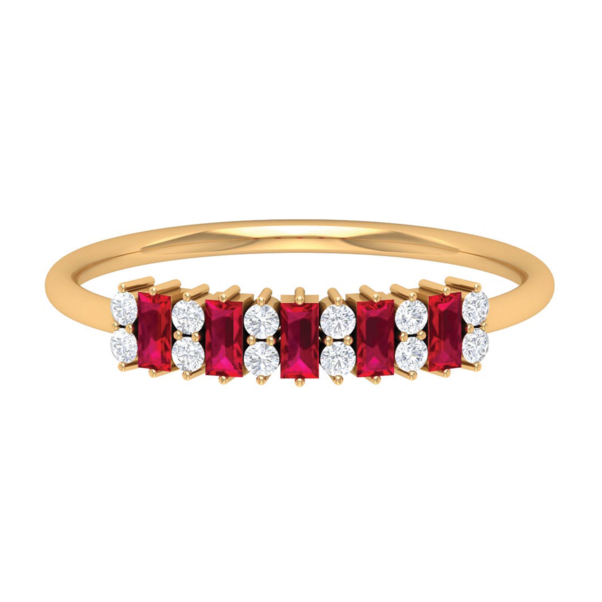 Rosec Jewels-1.75 CT Created Ruby and Diamond Minimal Cluster Ring