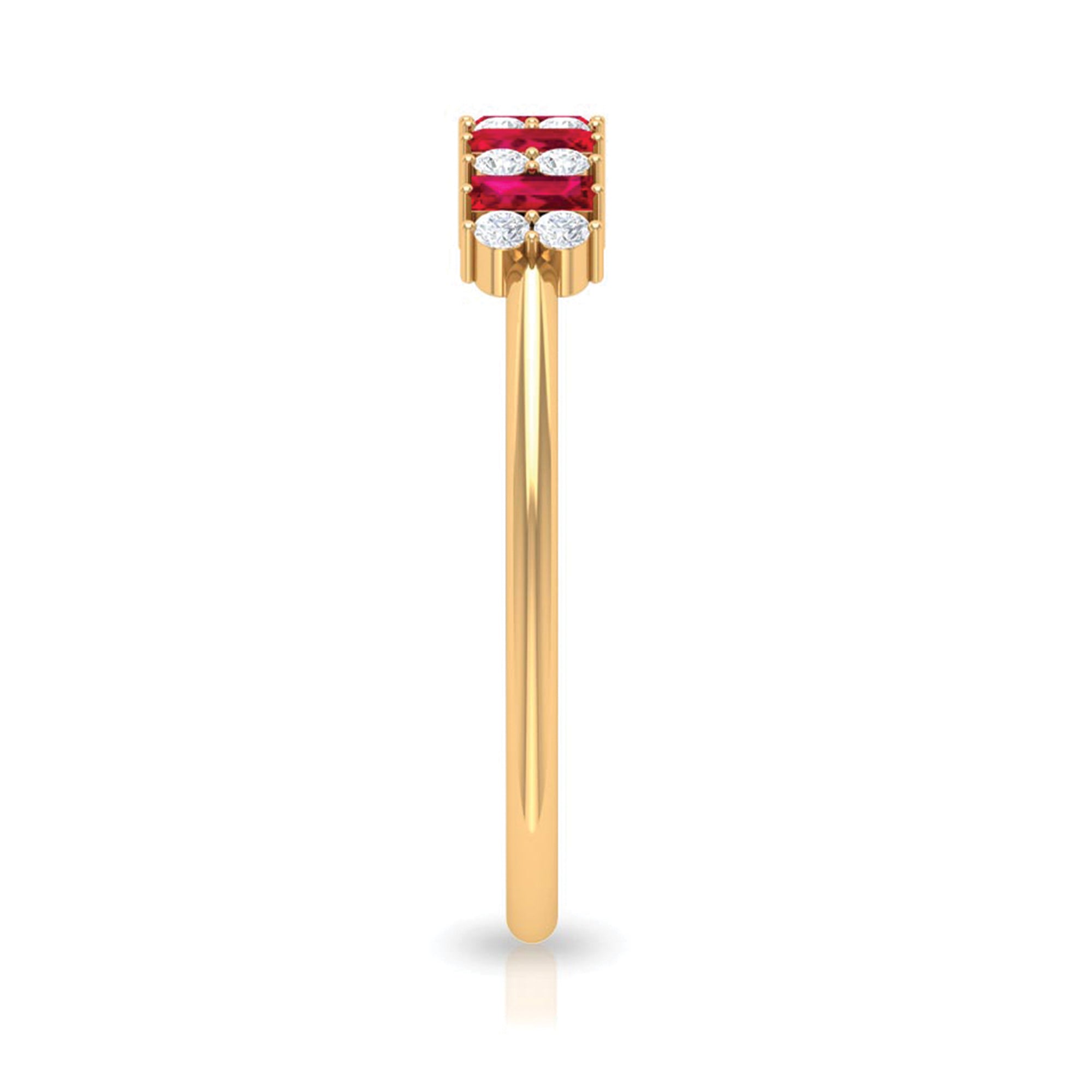 Rosec Jewels-1.75 CT Created Ruby and Diamond Minimal Cluster Ring