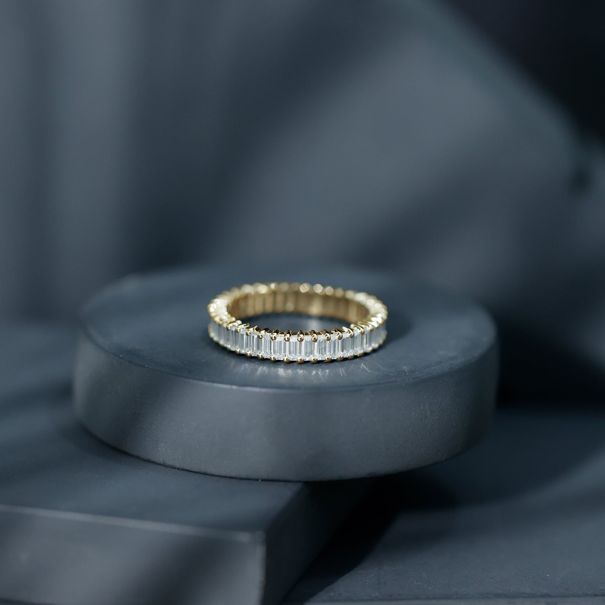 Baguette Cut Moissanite Eternity Ring in Shared Prong Setting D-VS1 - Rosec Jewels