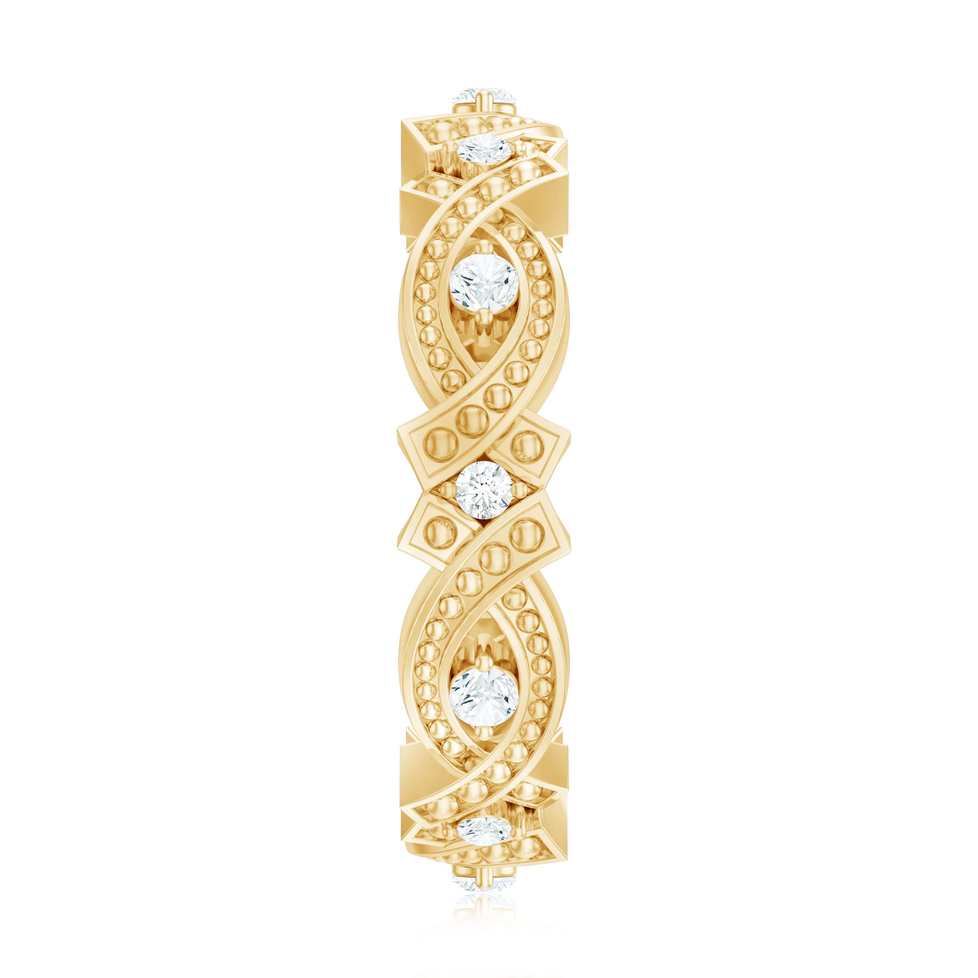 Vintage Inspired Moissanite Beaded Wedding Band D-VS1 - Rosec Jewels