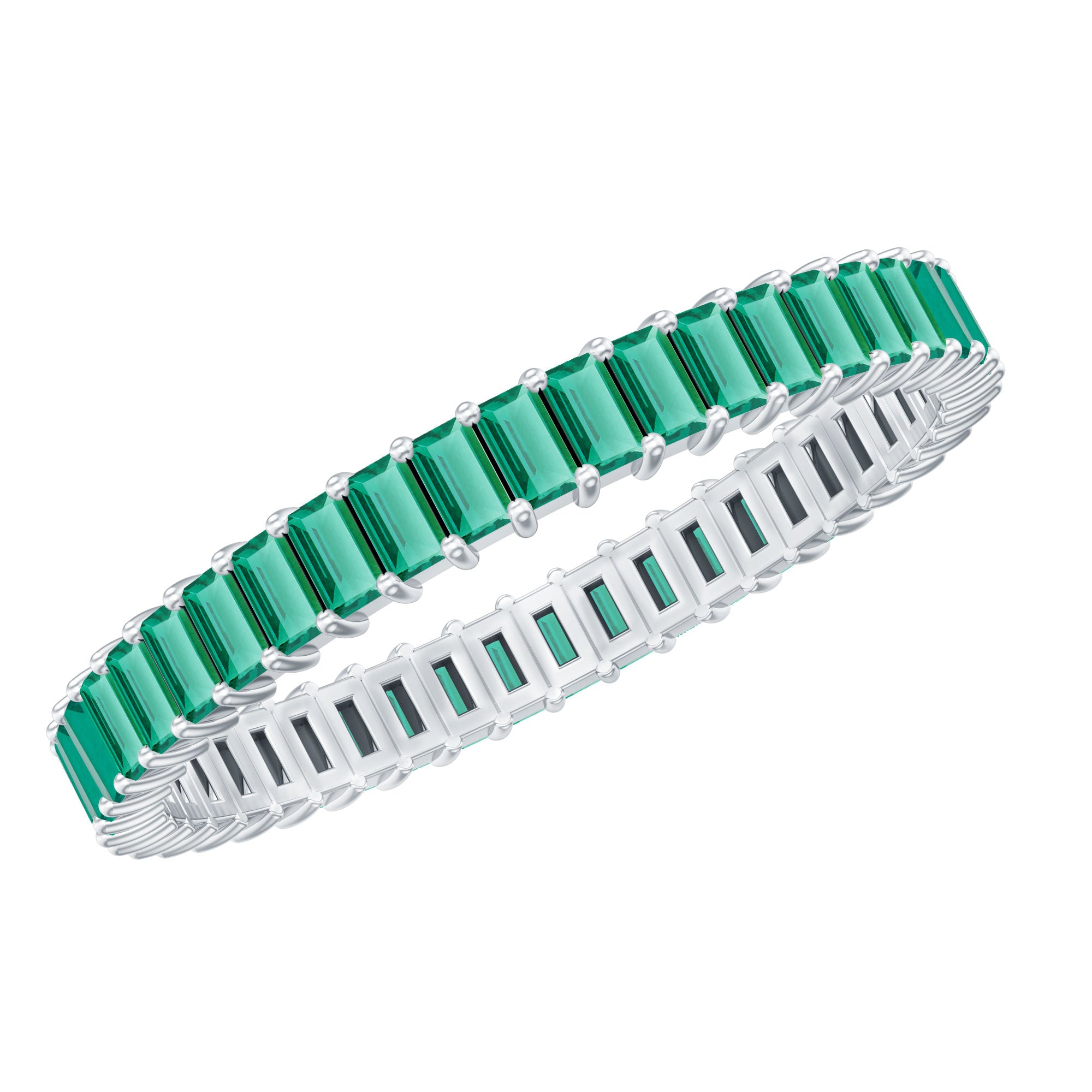 Lab Grown Emerald Baguette Eternity Band