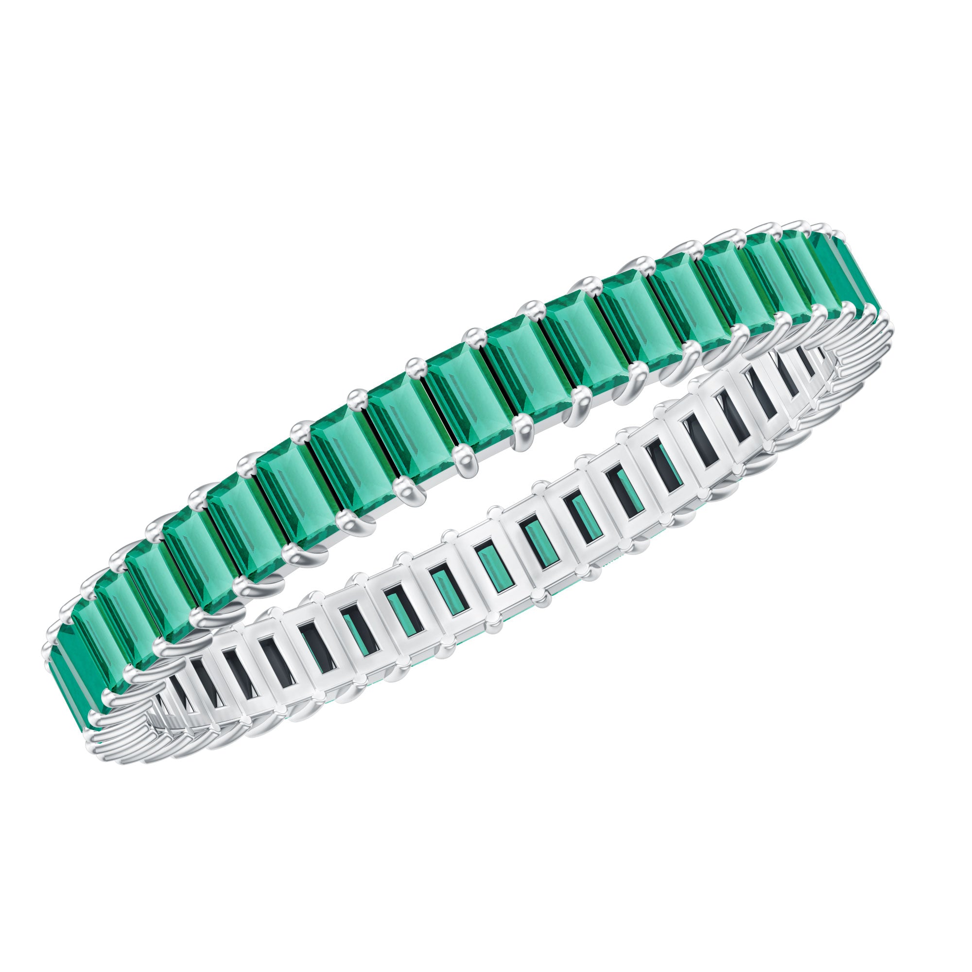 Lab Grown Emerald Baguette Eternity Band AAAA - Rosec Jewels
