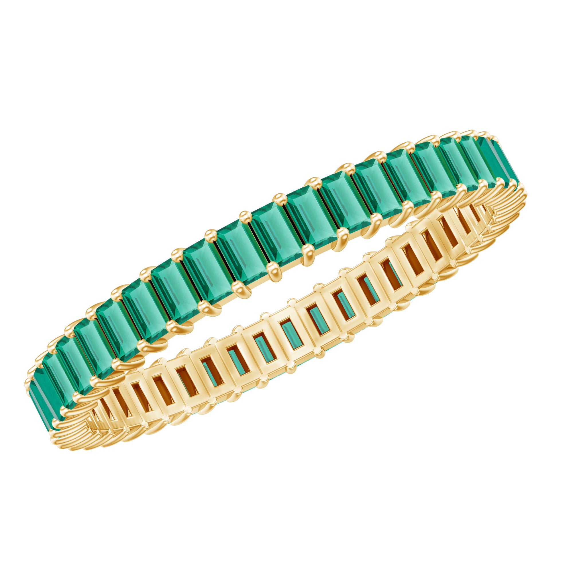 Lab Grown Emerald Baguette Eternity Band AAAA - Rosec Jewels