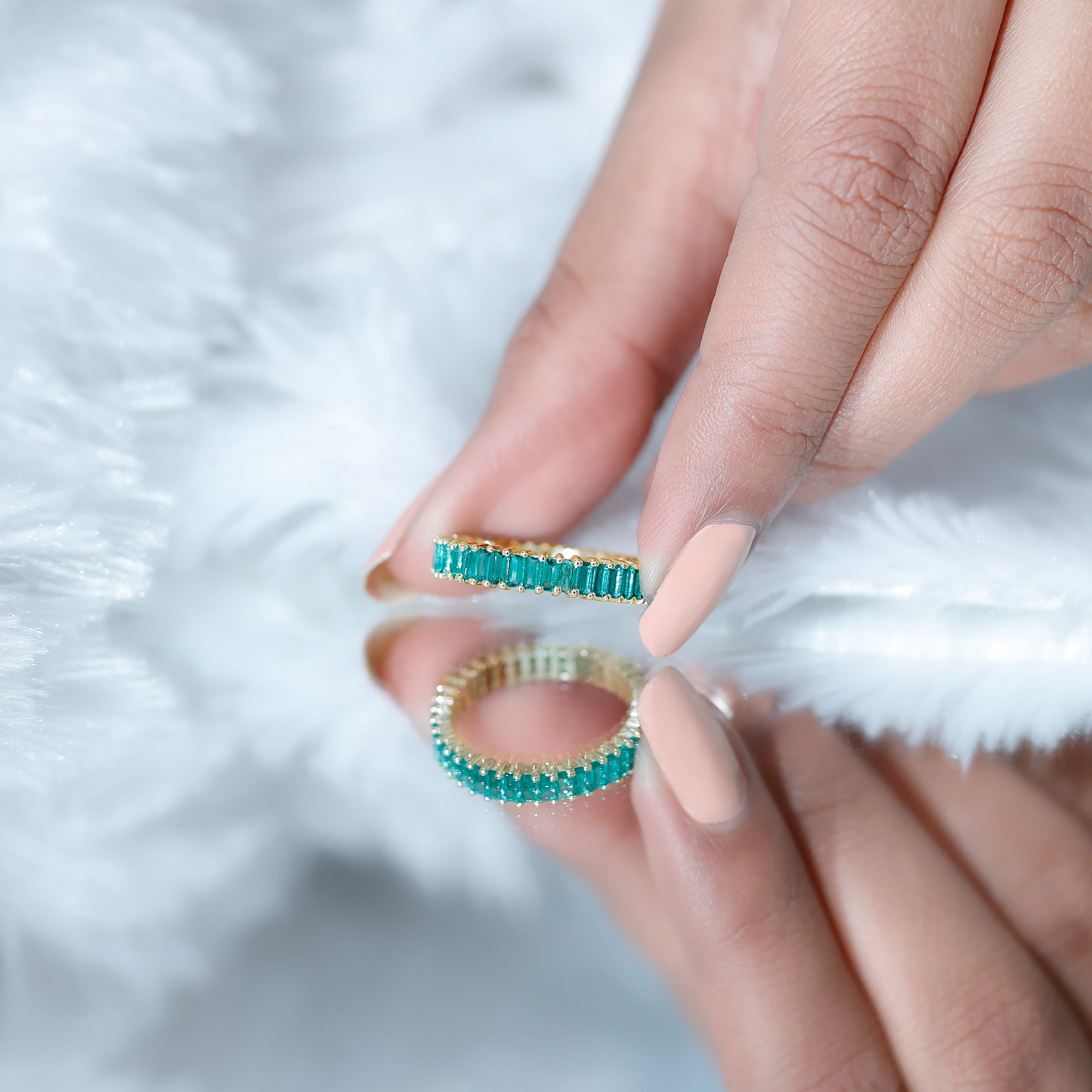 Lab Grown Emerald Baguette Eternity Band AAAA - Rosec Jewels