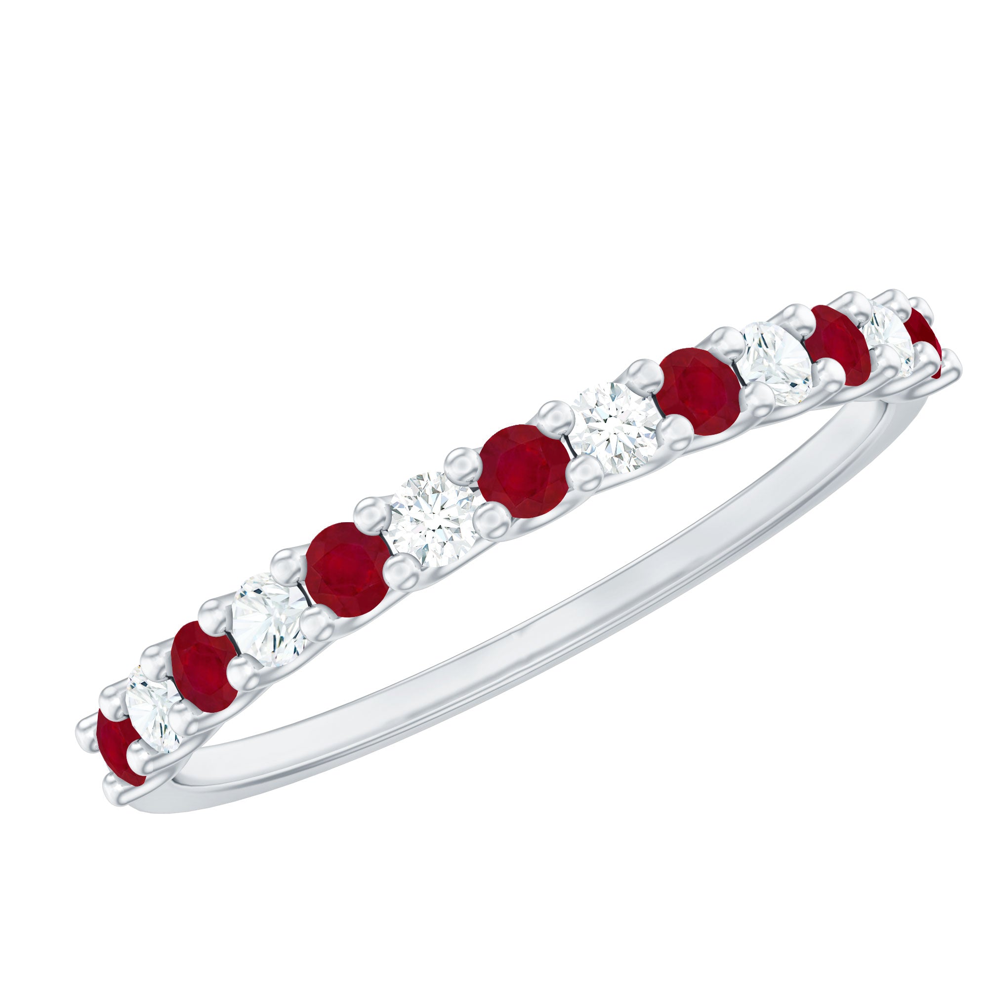 Natural Ruby Diamond Stackable Eternity Ring AAA - Rosec Jewels