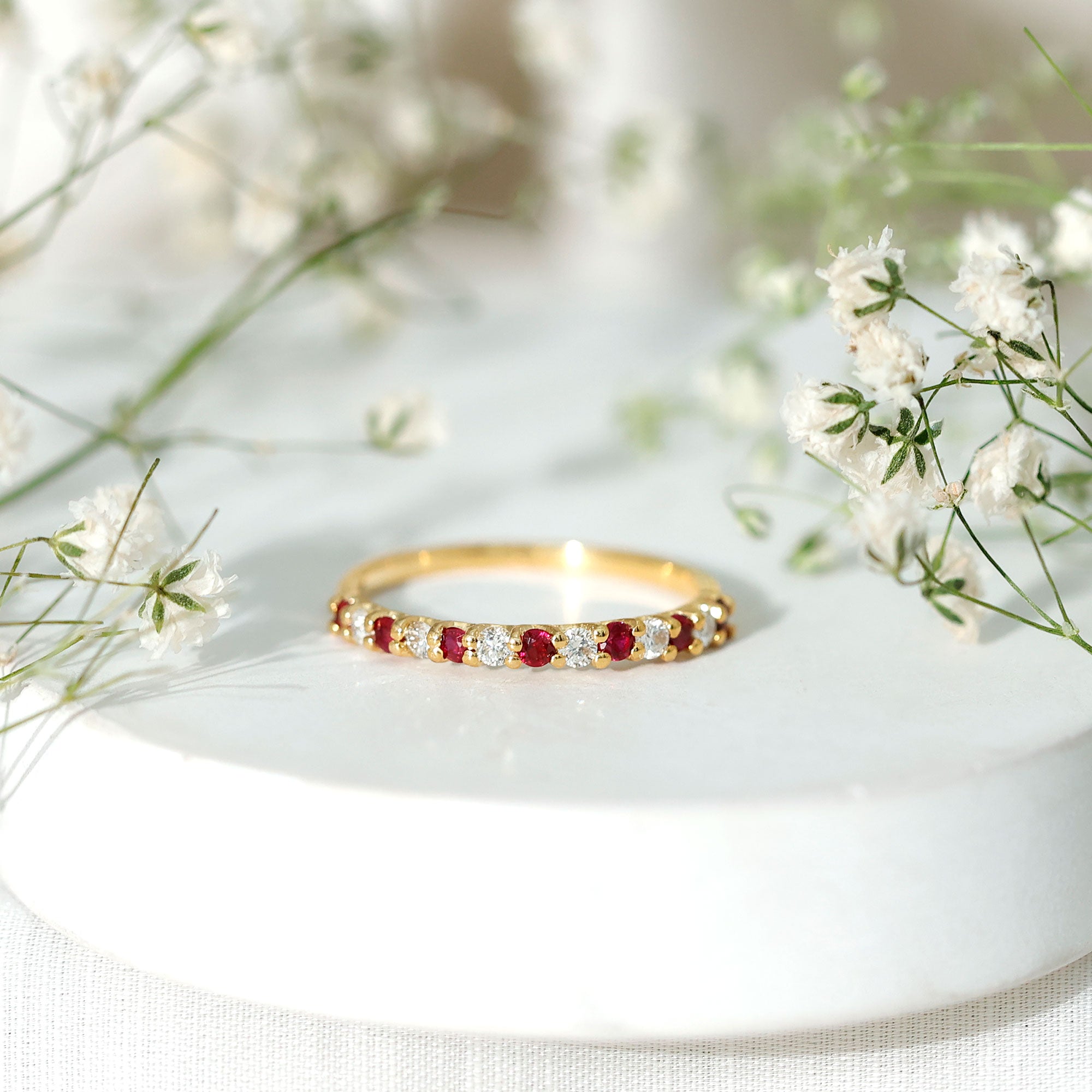 Natural Ruby Diamond Stackable Eternity Ring AAA - Rosec Jewels