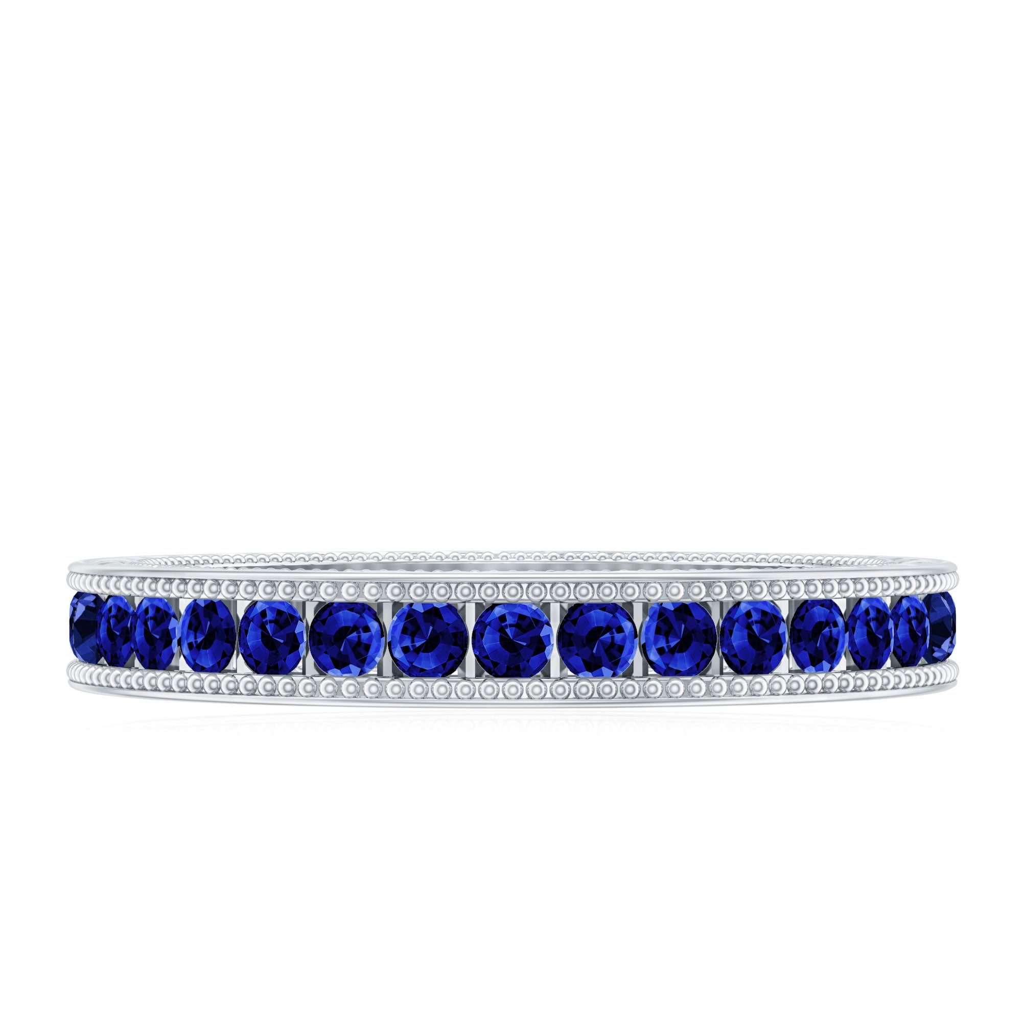 Certified Lab Created Blue Sapphire Full Eternity Ring in Channel Setting AAAA - Rosec Jewels