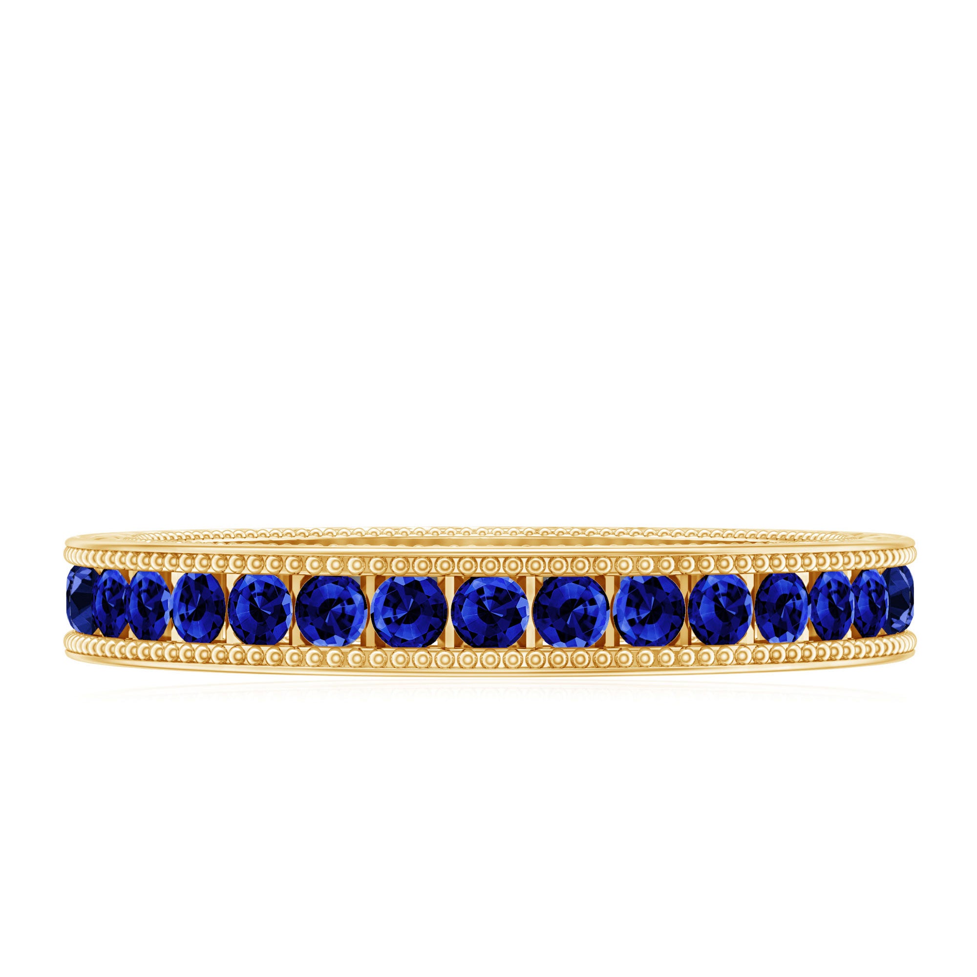 Certified Lab Created Blue Sapphire Full Eternity Ring in Channel Setting AAAA - Rosec Jewels