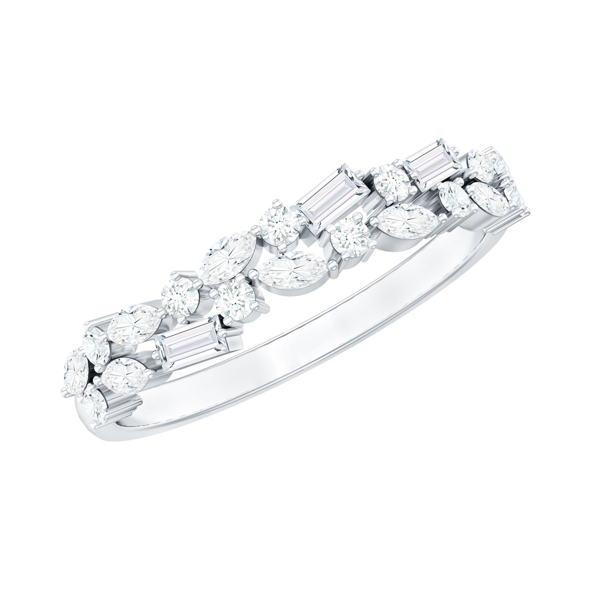 Unique Moissanite Half Eternity Band Ring for Women