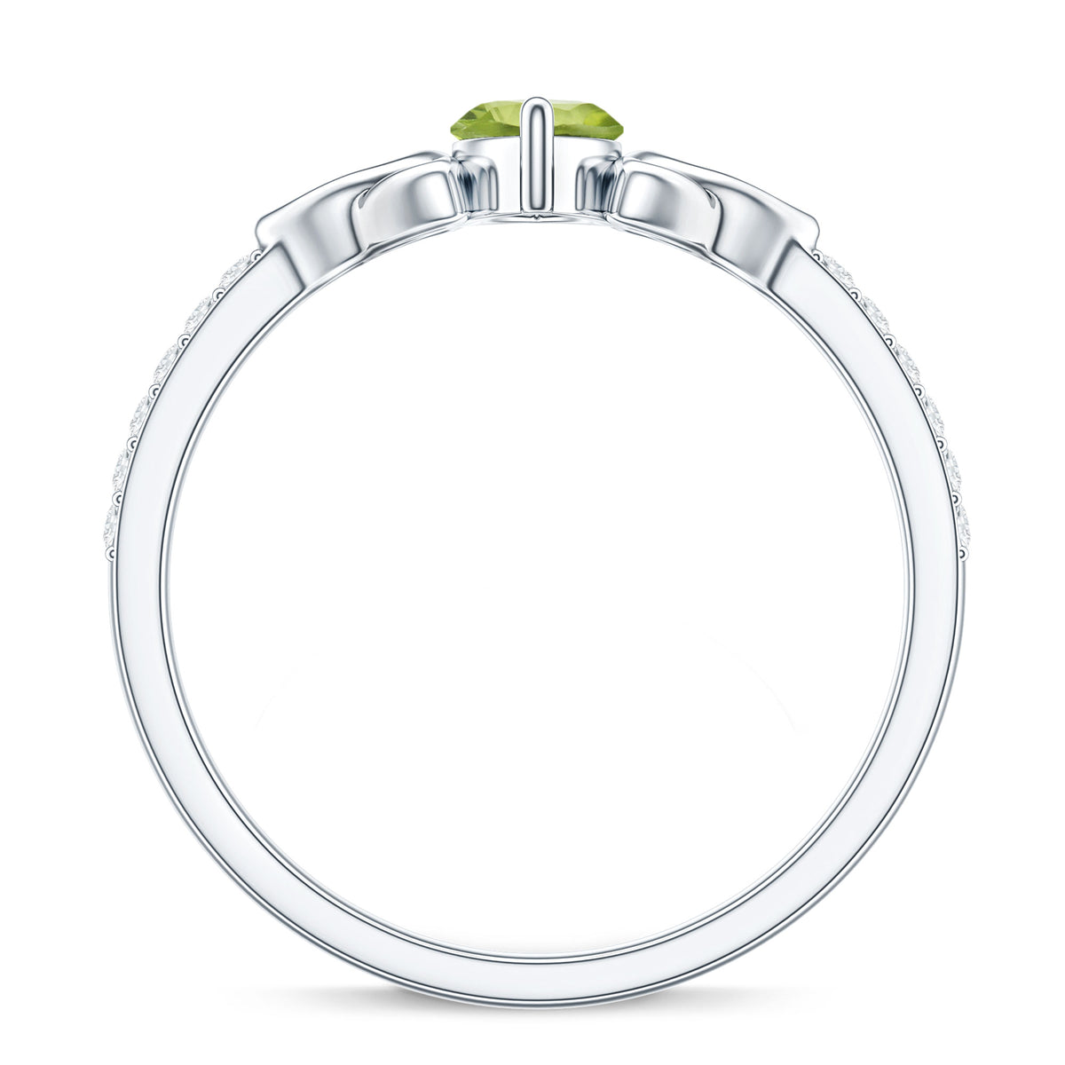 Natural 0.7 Carat Peridot Diamond Marquise Engagement Ring with Celtic Knot AAA - Rosec Jewels