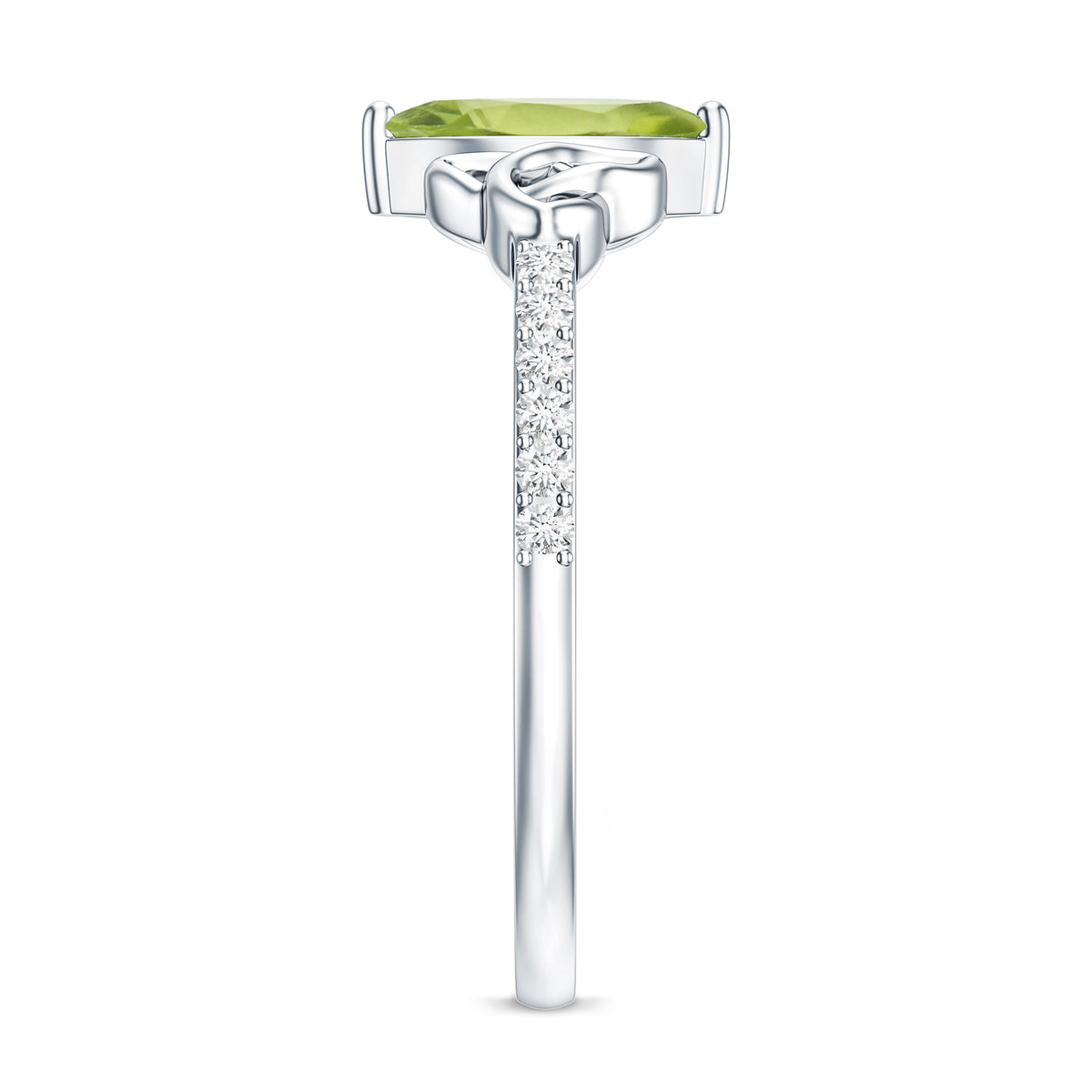 Natural 0.7 Carat Peridot Diamond Marquise Engagement Ring with Celtic Knot AAA - Rosec Jewels