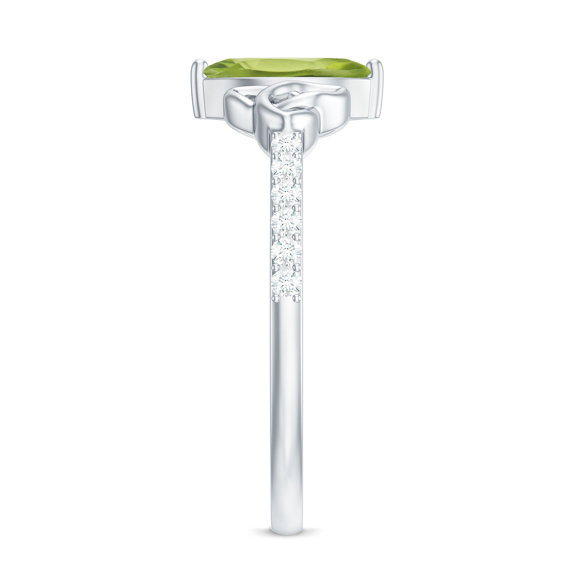 Rosec Jewels-Natural 0.7 Carat Peridot Diamond Marquise Engagement Ring with Celtic Knot