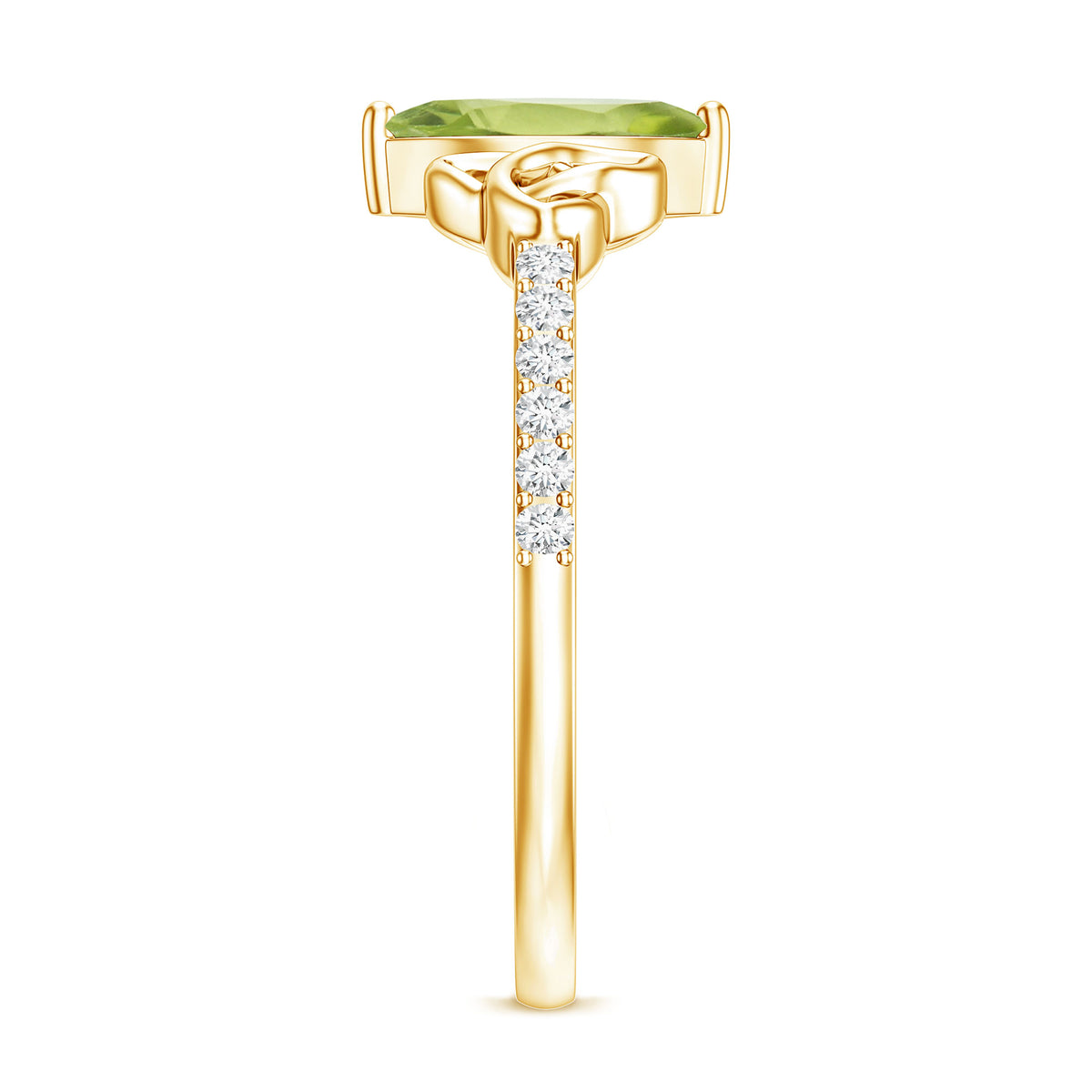 Natural 0.7 Carat Peridot Diamond Marquise Engagement Ring with Celtic Knot AAA - Rosec Jewels