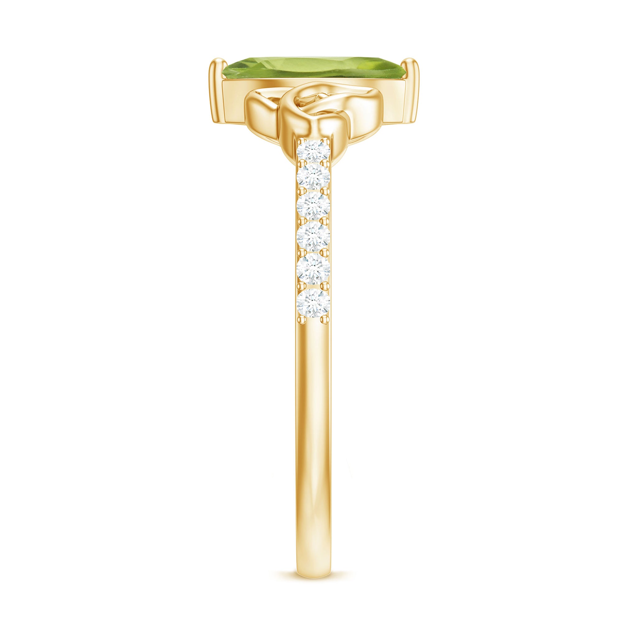 Rosec Jewels-Natural 0.7 Carat Peridot Diamond Marquise Engagement Ring with Celtic Knot