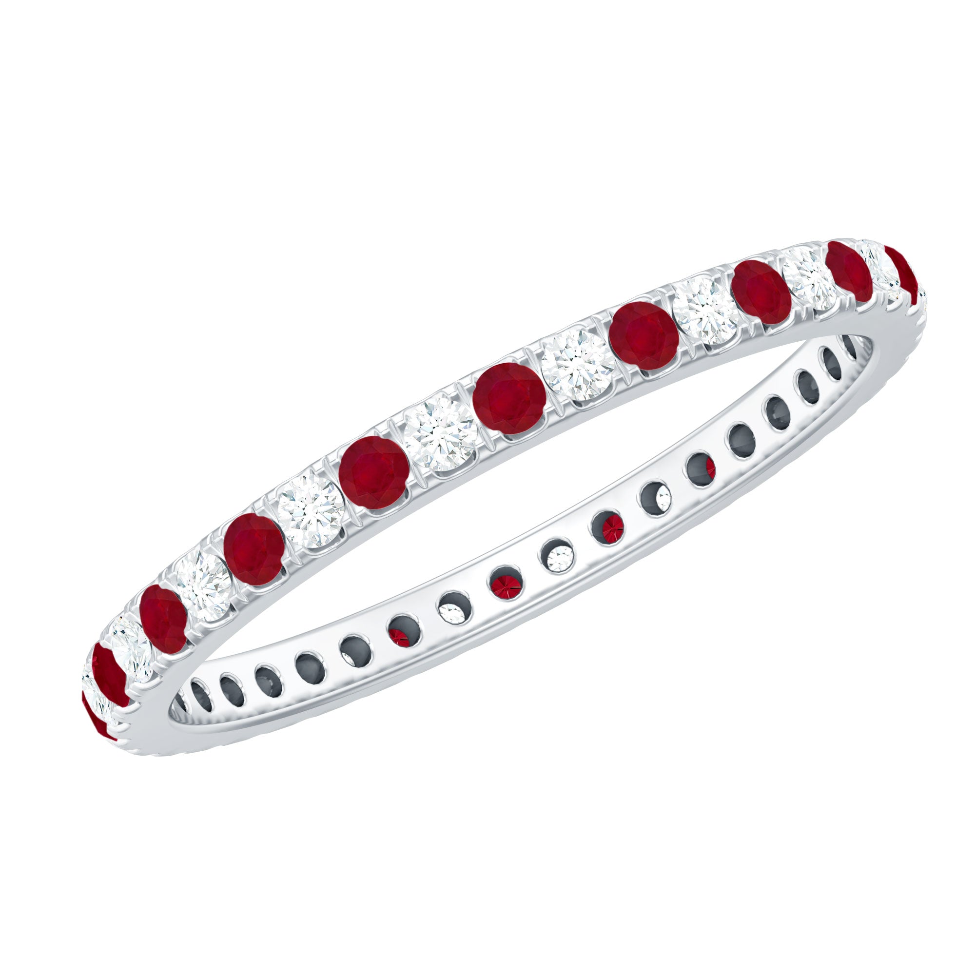 Ruby and Moissanite Full Eternity Stackable Ring